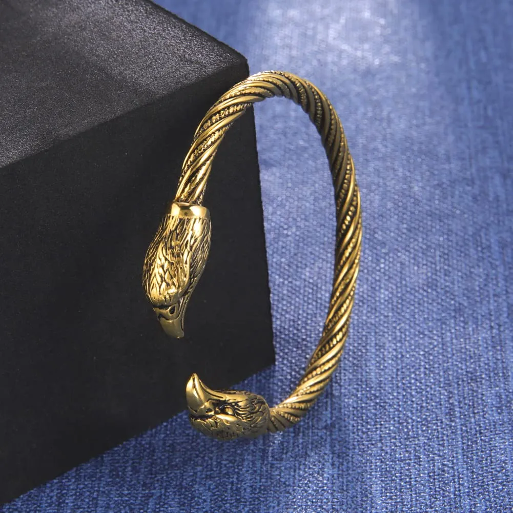 KKJOY Bracciale Vichingo in Acciaio Inox con Testa di Aquila, Regolabile - immagine 5