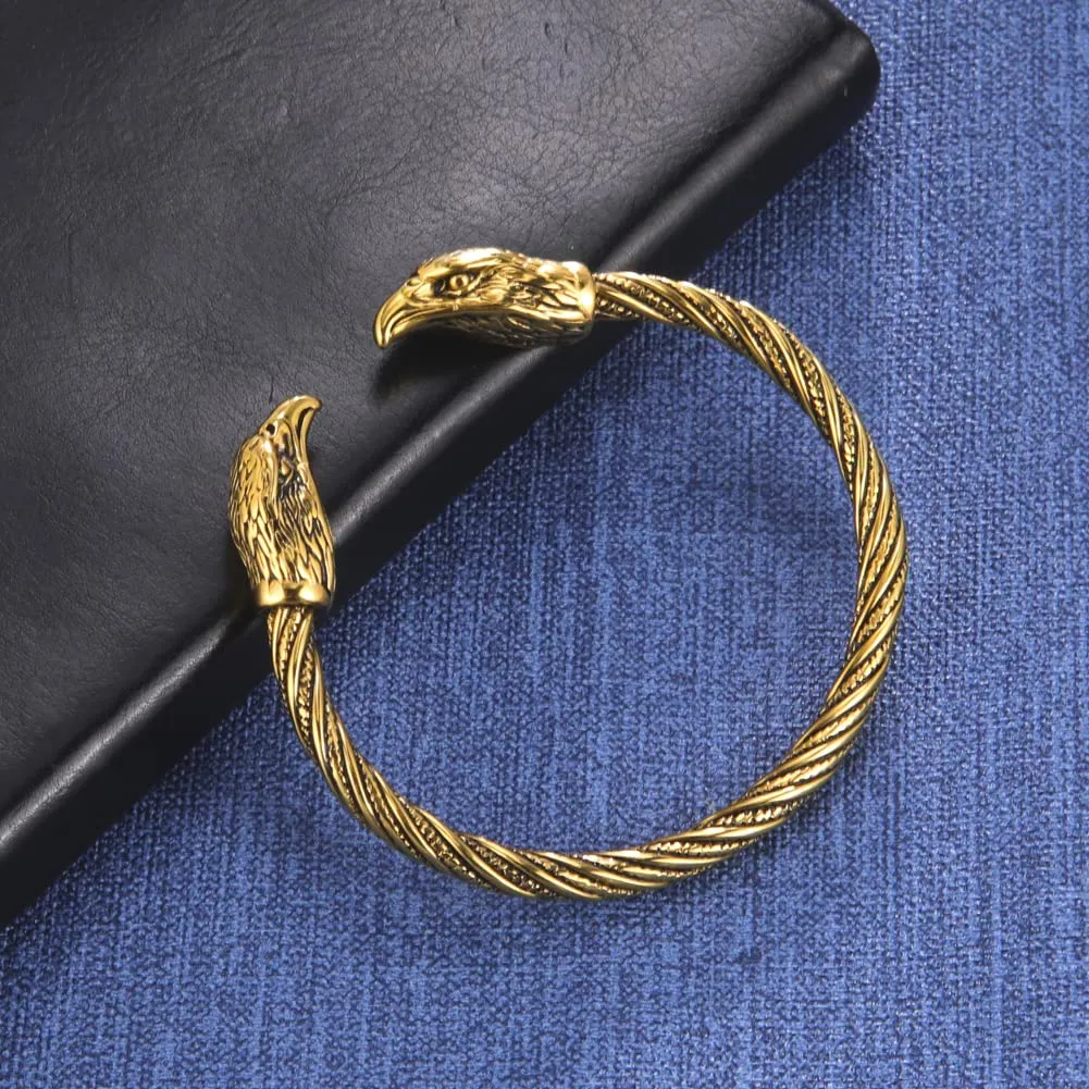 KKJOY Bracciale Vichingo in Acciaio Inox con Testa di Aquila, Regolabile - immagine 6