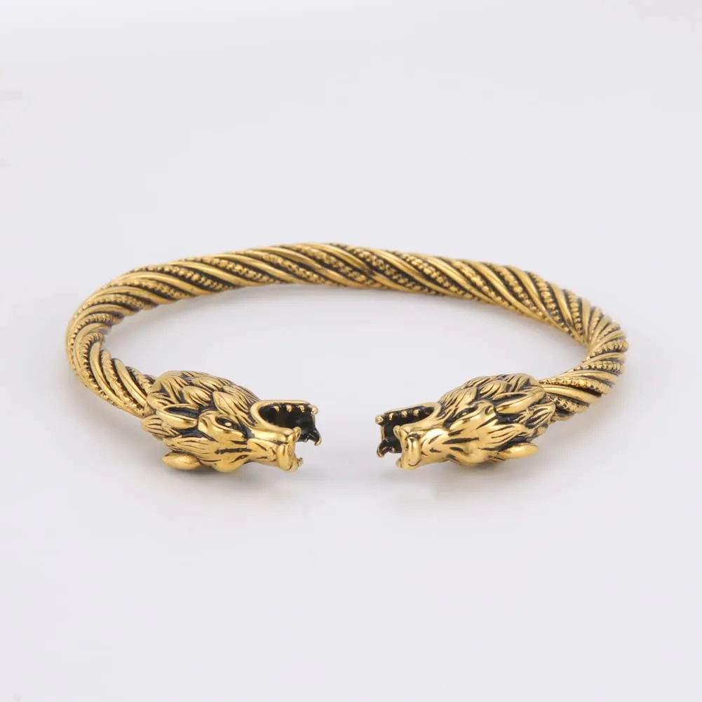 kkjoy Bracciale Vichingo Uomo in Acciaio Inox con Testa di Lupo Ululante, Regolabile - immagine 7