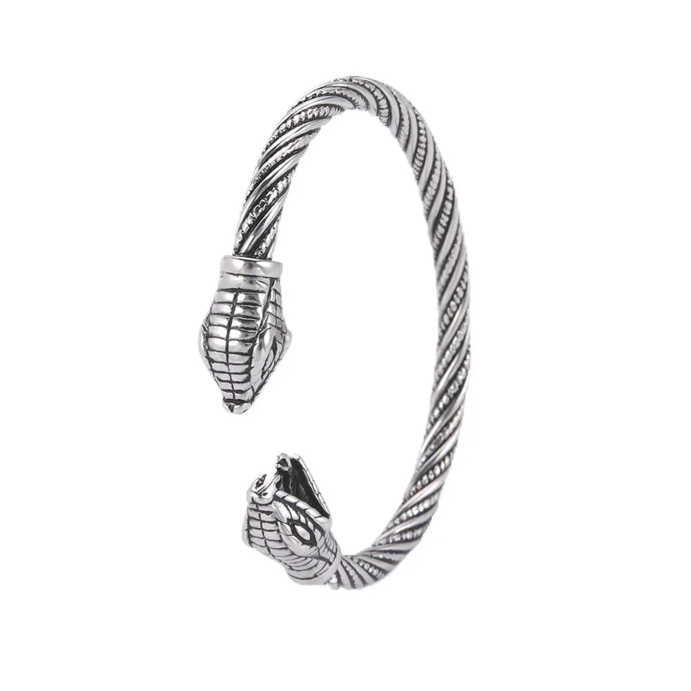 kkjoy Bracciale Vichingo Uomo in Acciaio Inox con Testa di Serpente, Regolabile - immagine 1