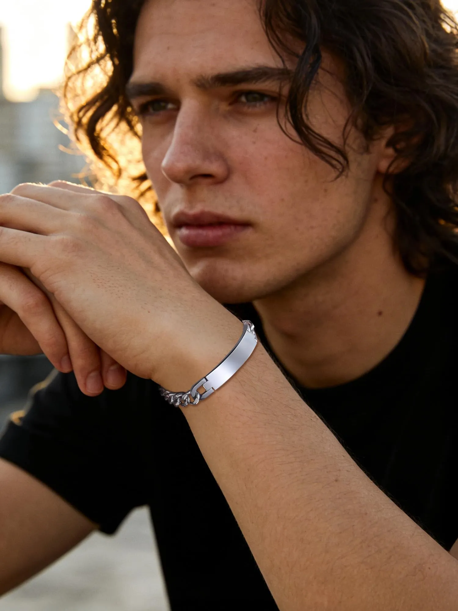PROSTEEL Bracciale Personalizzato in Acciaio Inossidabile Argento, 23cm - immagine 4