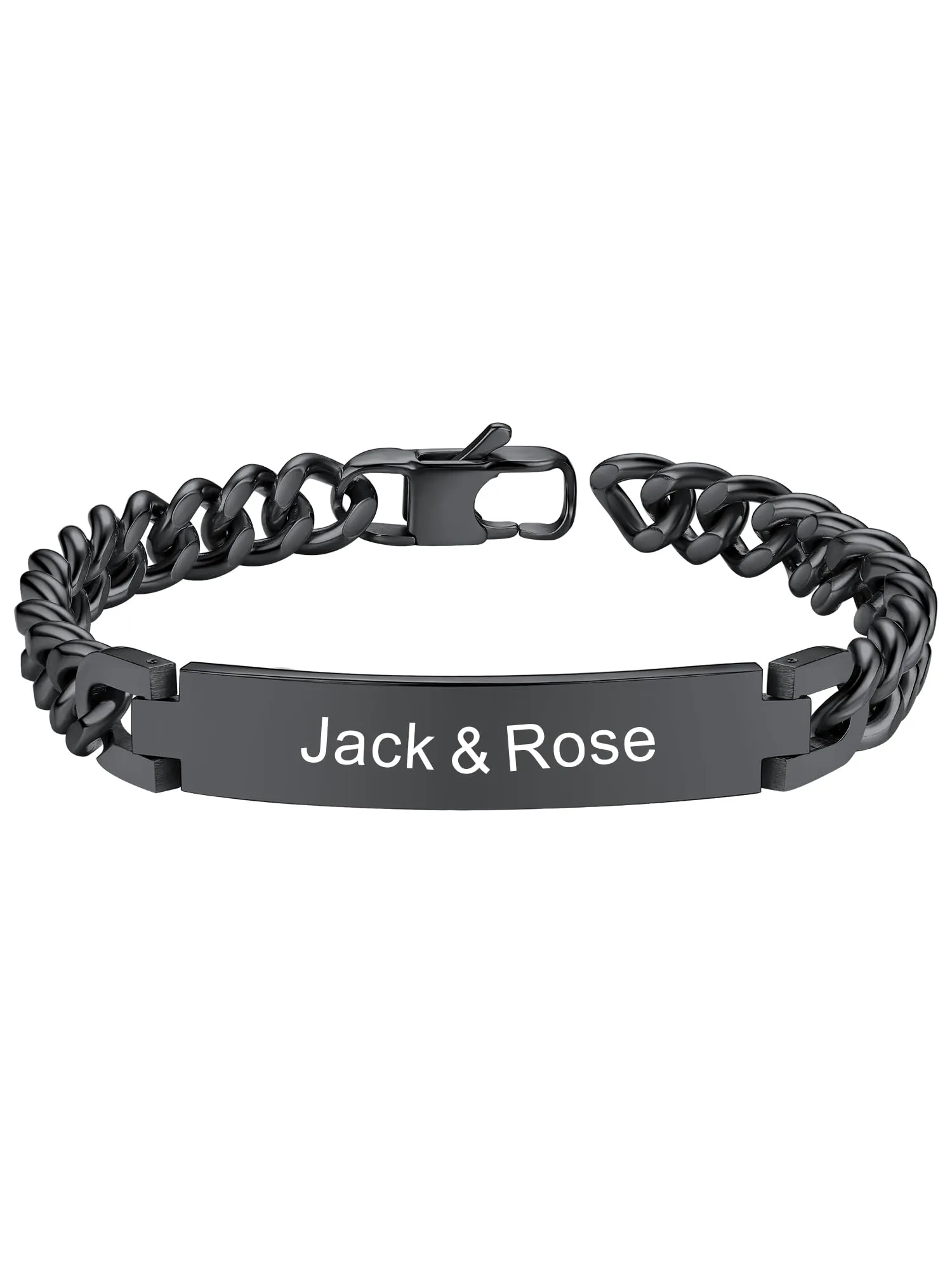 PROSTEEL Bracciale Personalizzato in Acciaio Inossidabile Nero, 23cm - immagine 1