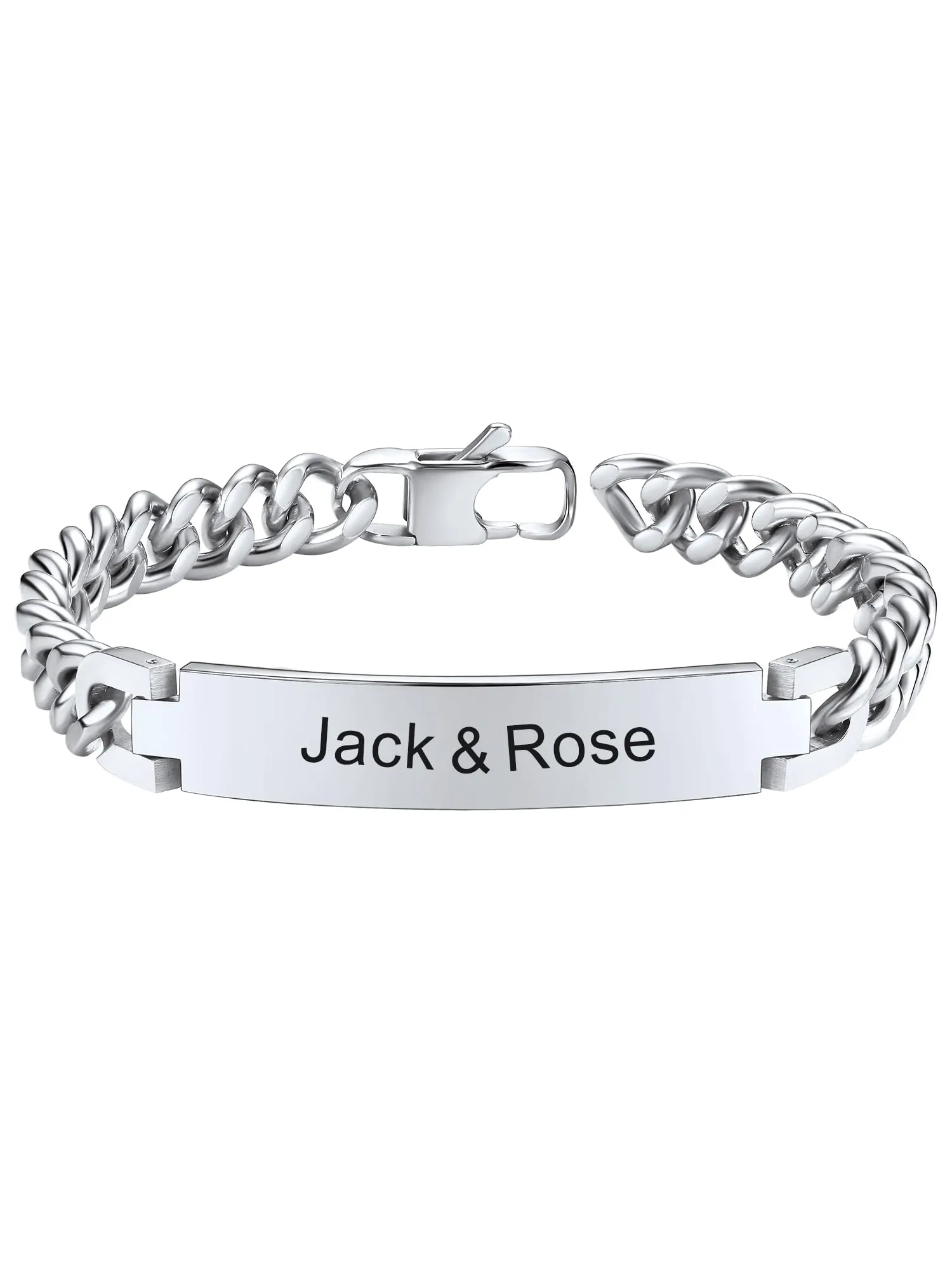 PROSTEEL Bracciale Personalizzato in Acciaio Inossidabile Argento, 19 cm - immagine 1
