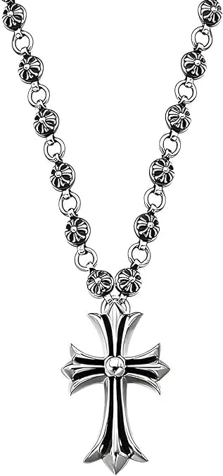 azttior Collana Croce in Acciaio Inossidabile, 50 cm, Argento - immagine 1