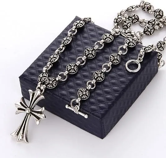 azttior Collana Croce in Acciaio Inossidabile, 50 cm, Argento - immagine 4