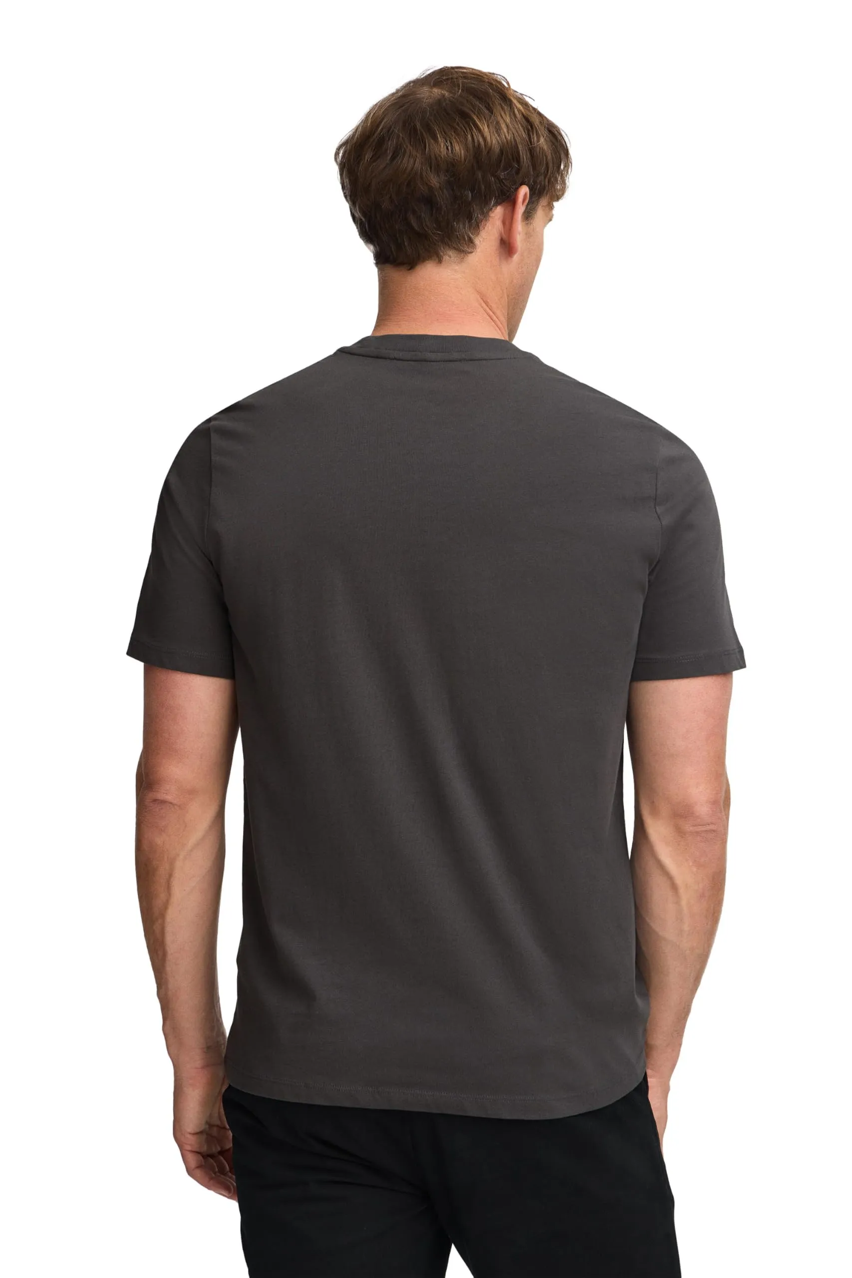 Polo Club Basic T-Shirt in Cotone Asfalto con Logo Ricamato Uomo - immagine 4