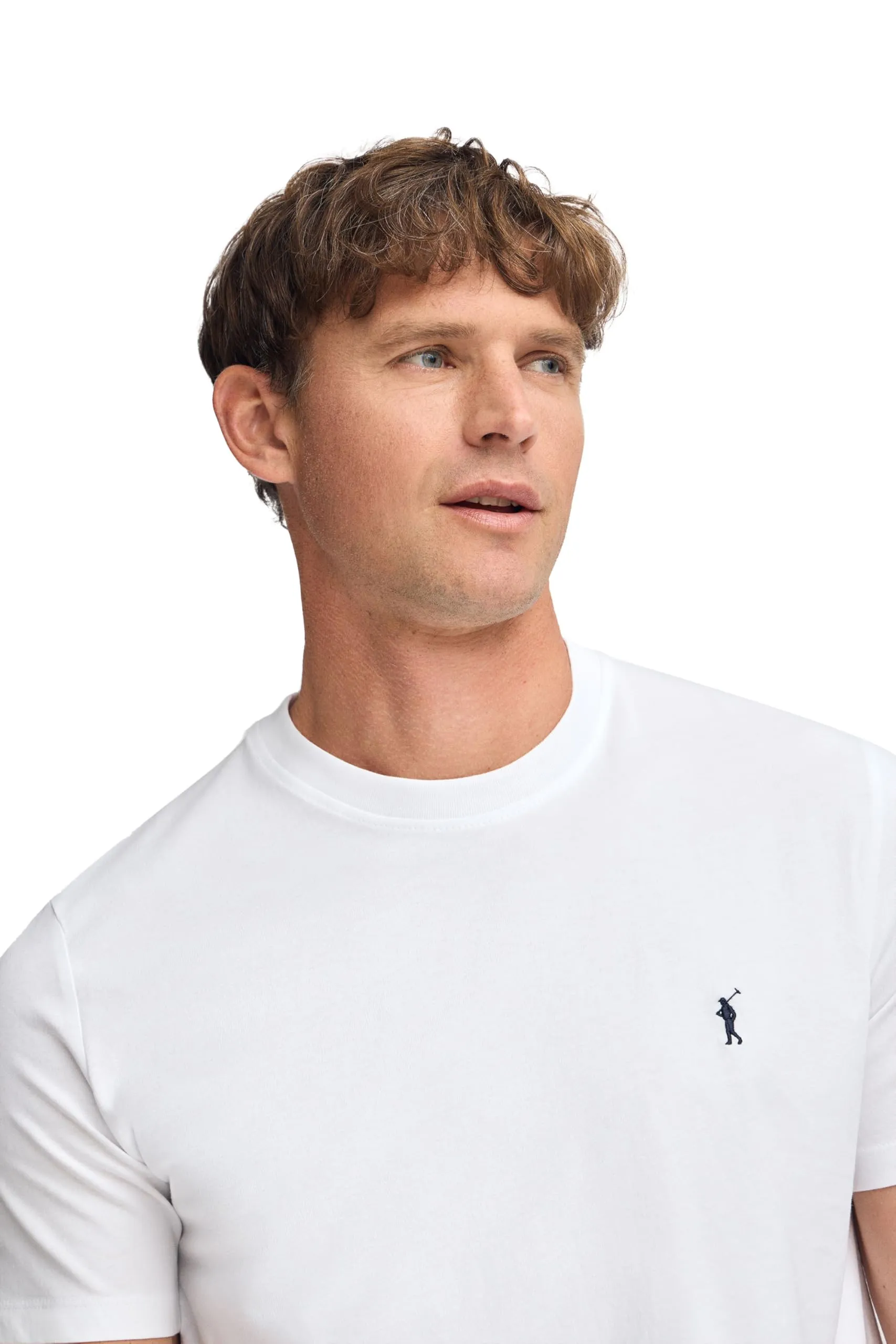 Polo Club Maglietta Basic Bianca in Cotone con Logo Ricamato Uomo - immagine 3