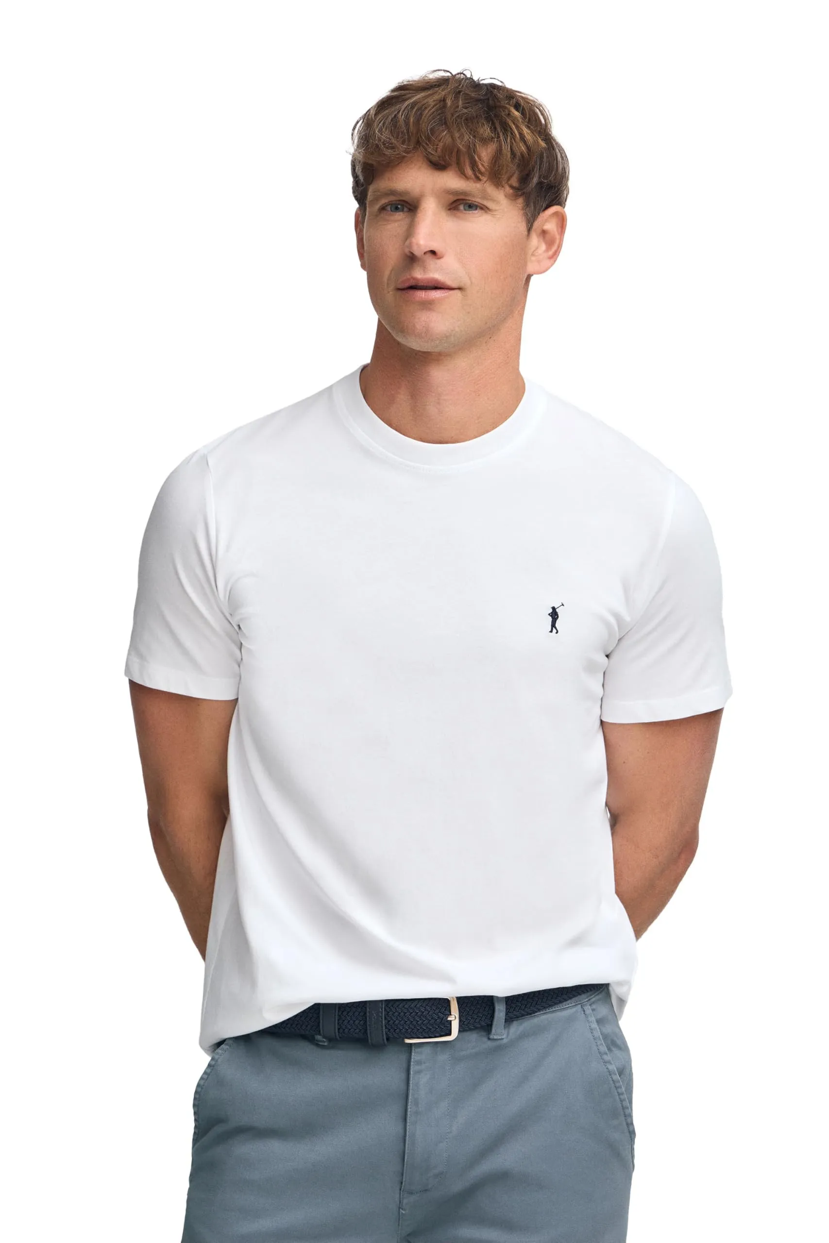 Polo Club Maglietta Basic in Cotone con Logo Ricamato Uomo, Bianca - immagine 1