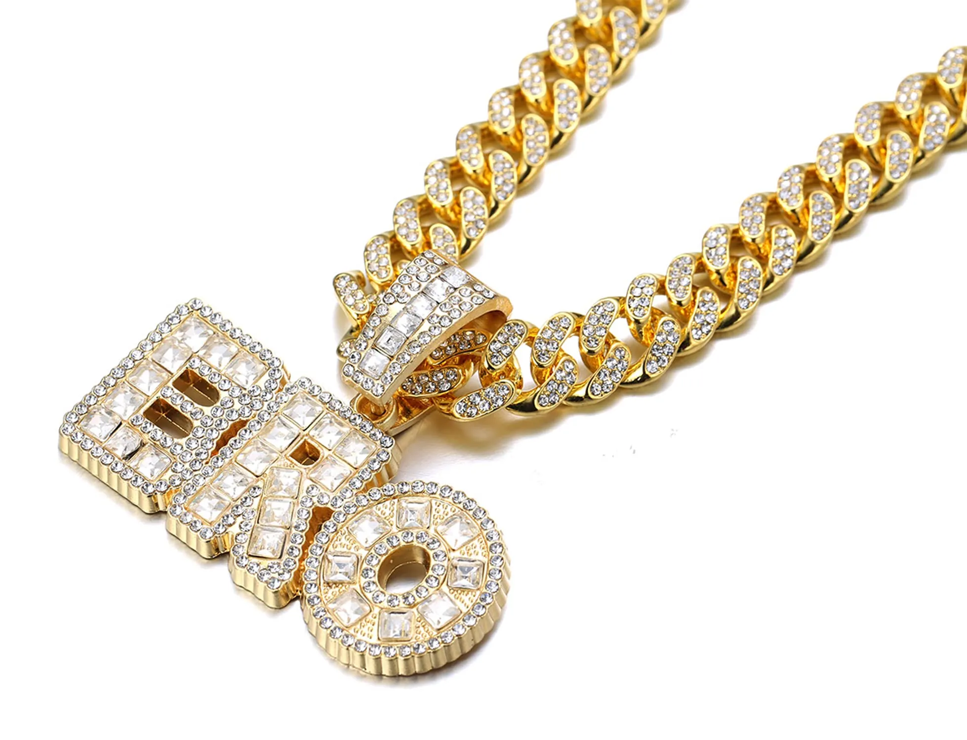HALUKAKAH BRO Catena Oro per Uomo Placcato Oro 18k Iced Out con Ciondolo e Diamanti Lab Cz, Maglia Cubana 14mm 45cm - immagine 3