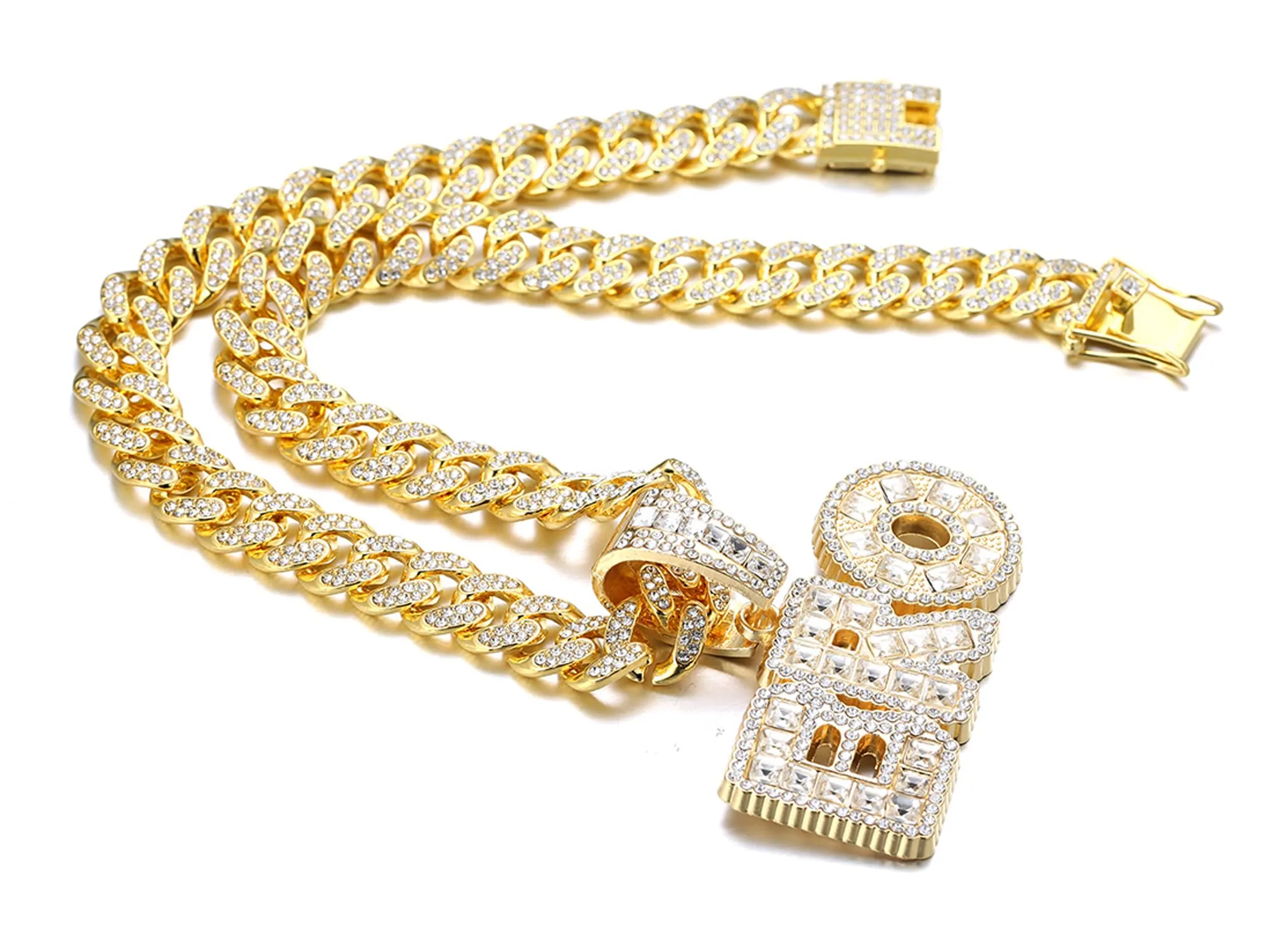 HALUKAKAH BRO Catena Oro per Uomo Placcato Oro 18k Iced Out con Ciondolo e Diamanti Lab Cz, Maglia Cubana 14mm 45cm - immagine 4