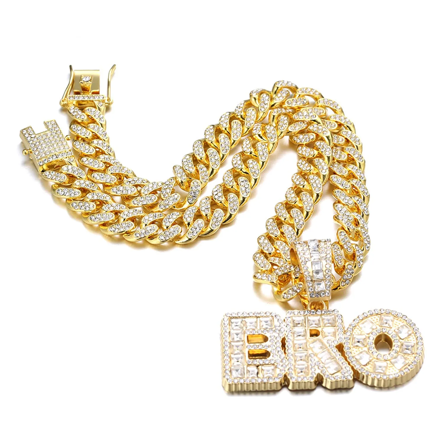 HALUKAKAH BRO Catena Oro per Uomo Placcato Oro 18k Iced Out con Ciondolo e Diamanti Lab Cz, Maglia Cubana 14mm 45cm - immagine 5