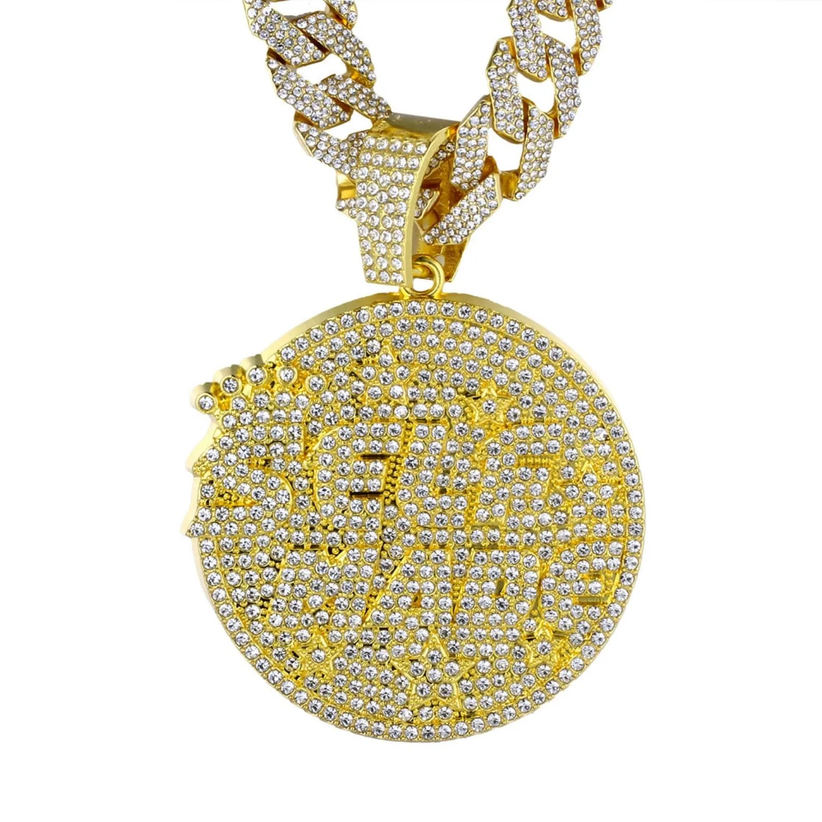 HALUKAKAH Collana Self Made con Diamanti di Laboratorio, Placcato Oro 18K, Catena Cubana 15mm 50cm - immagine 1