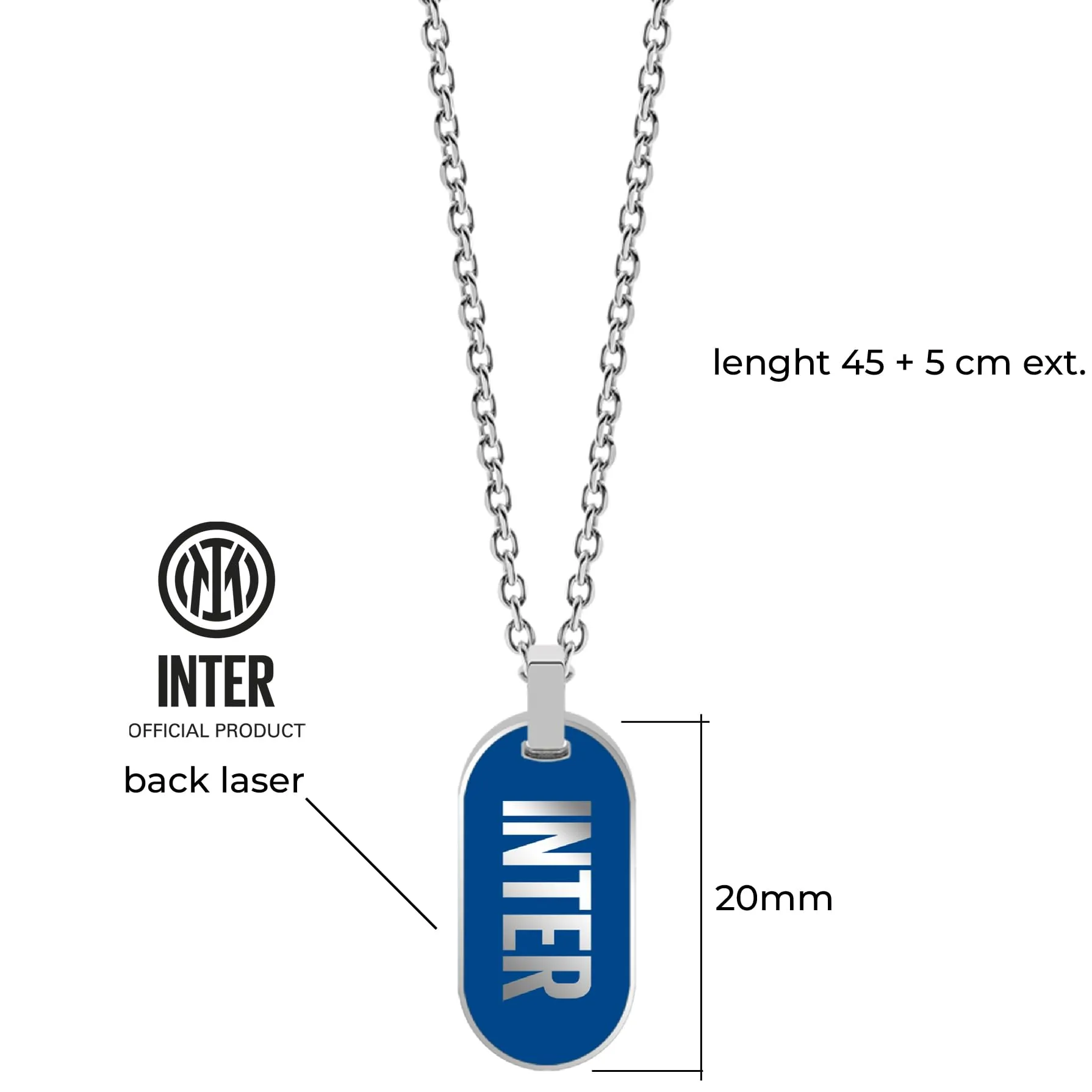 Clondo Collana Inter in Acciaio Inossidabile Vertical Tag Inter Blue - immagine 3