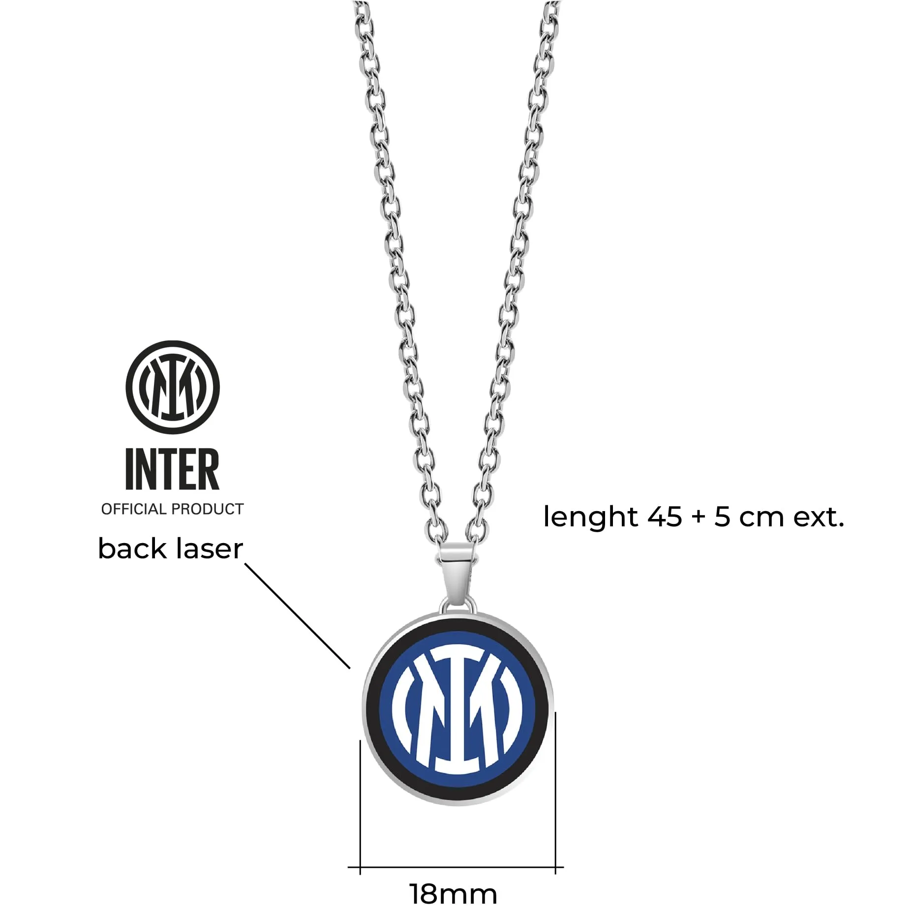 Clondo Collana Inter in Acciaio Inossidabile Round Logo Pendant - immagine 3