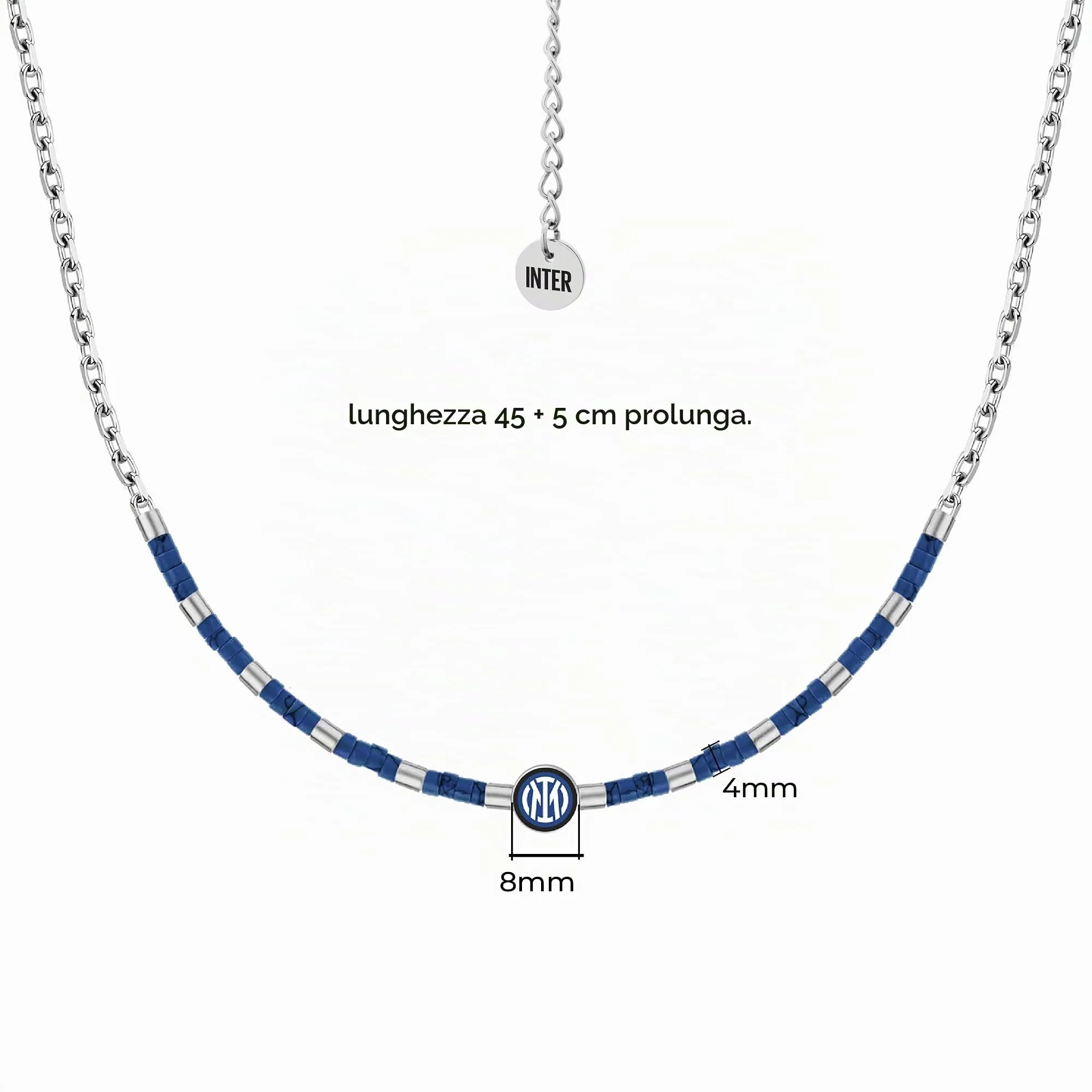 Clondo Collana Inter in Acciaio Inossidabile - Beads Necklace Inter Sport - immagine 3