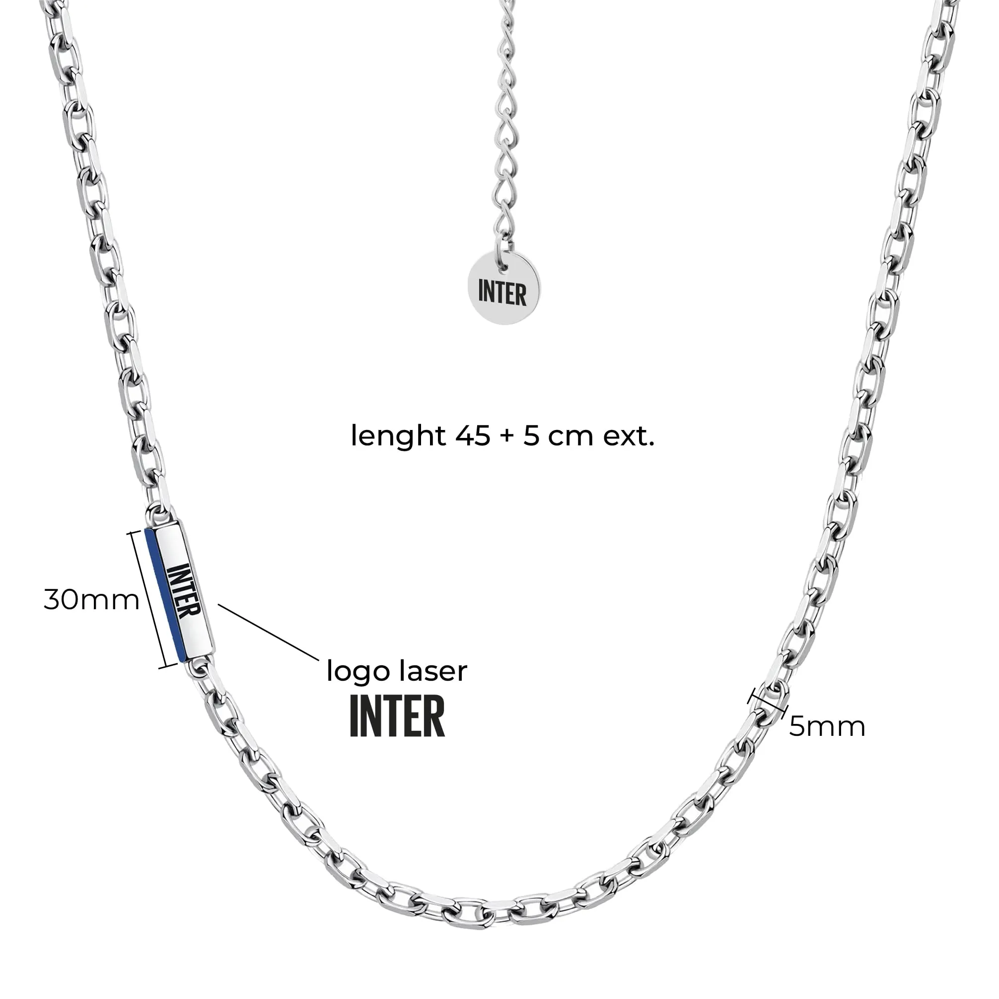 Clondo Collana Inter in Acciaio Inossidabile Slim Plate Chain Inter - immagine 3