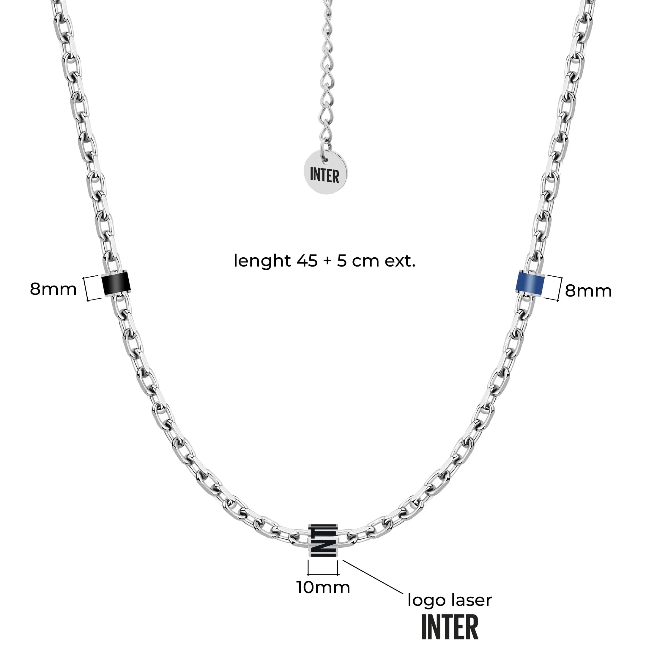 Clondo Collana Inter in Acciaio Inossidabile Chain Logo Minimal Inter - immagine 3
