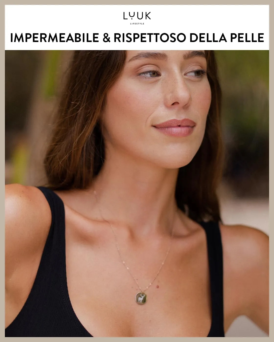 LUUK LIFESTYLE Collana con Ciondolo Medaglia Cervo, Oro Rosa, 50cm - immagine 2
