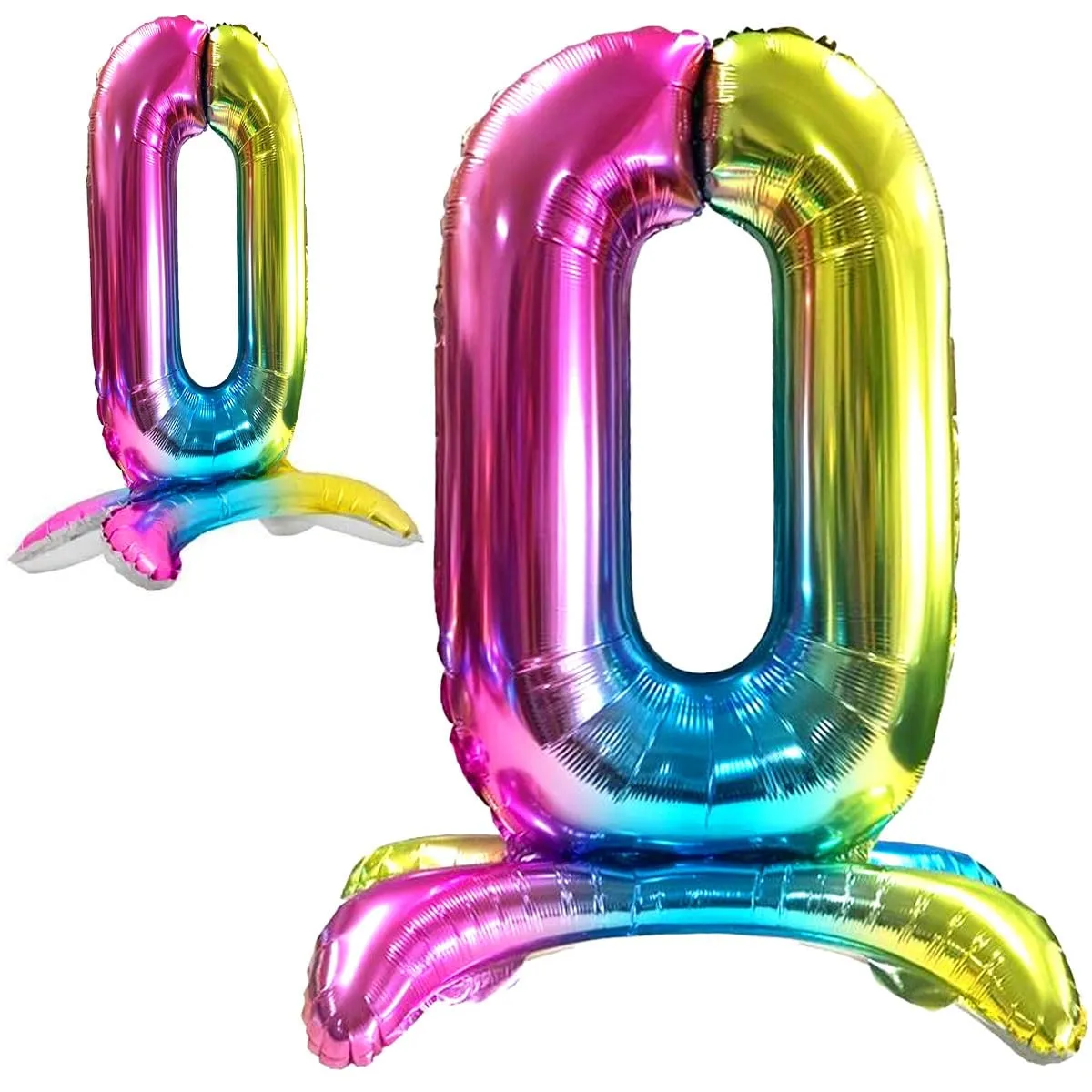 Jonami Palloncino Numero 0 Gigante Multicolore Metallizzato in Piedi, 82 cm - immagine 1