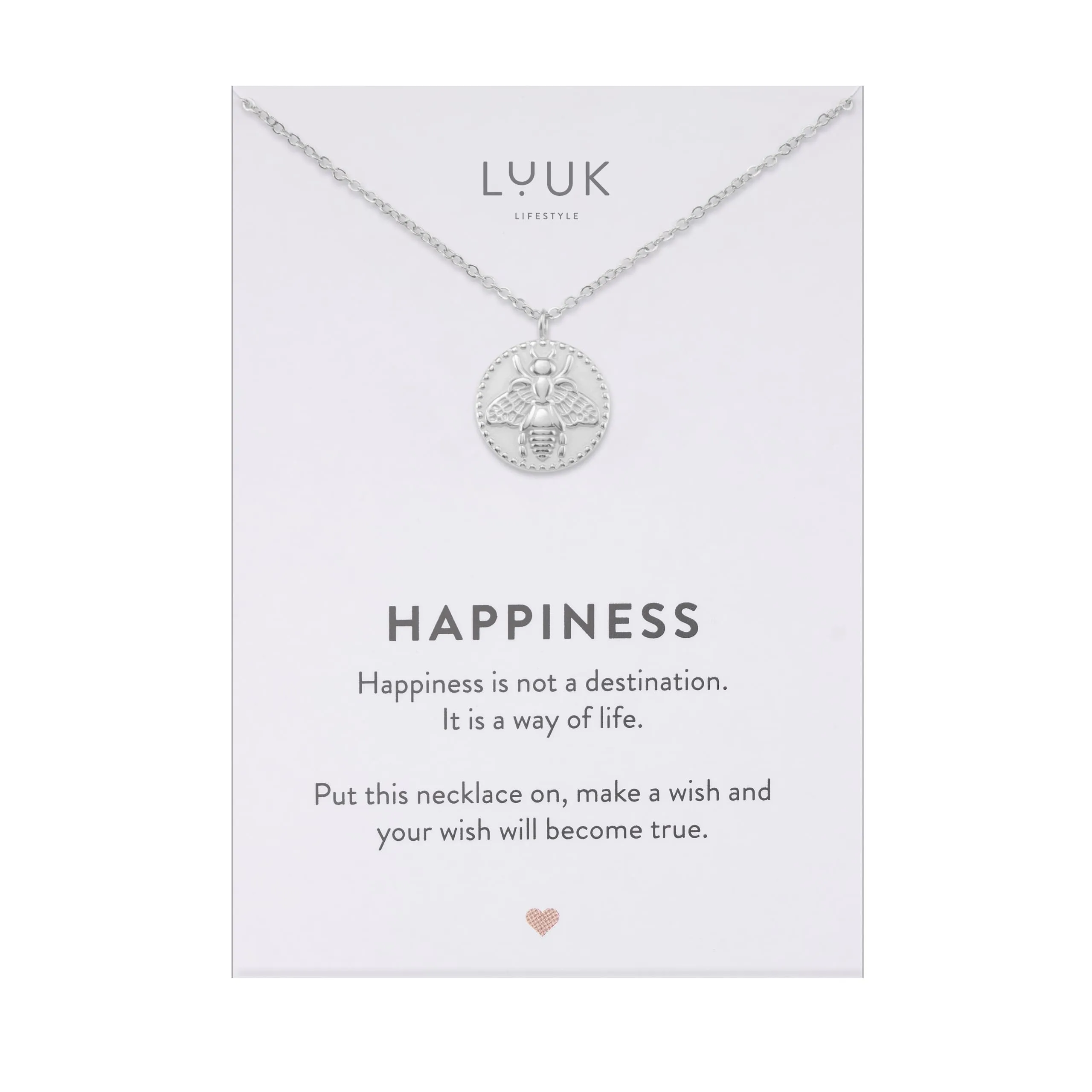 LUUK LIFESTYLE Collana in Acciaio Inox con Ciondolo Ape Regina, Argento, 50cm - immagine 1