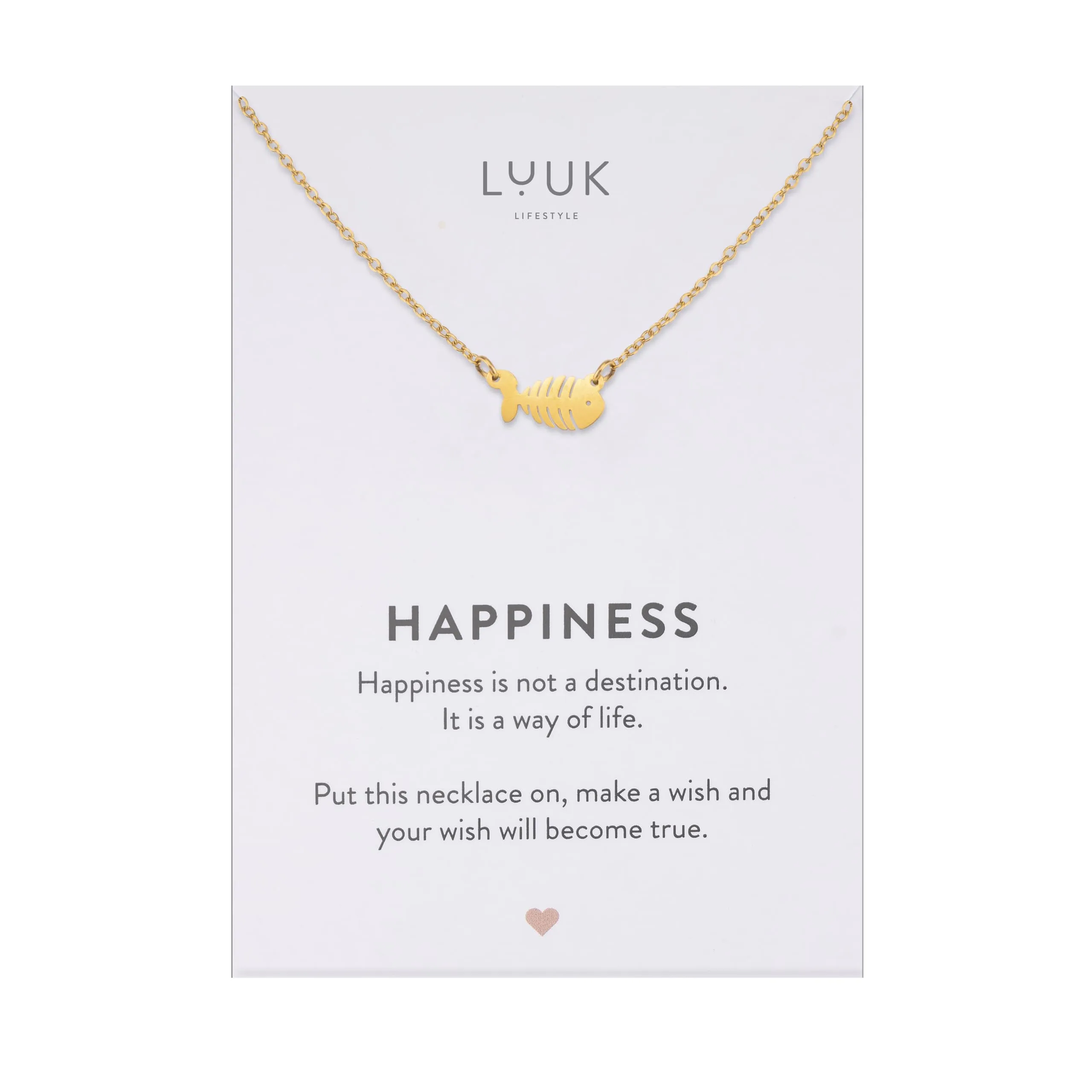 LUUK LIFESTYLE Collana in Acciaio Inox con Ciondolo Lisca di Pesce, Oro, 50cm - immagine 1
