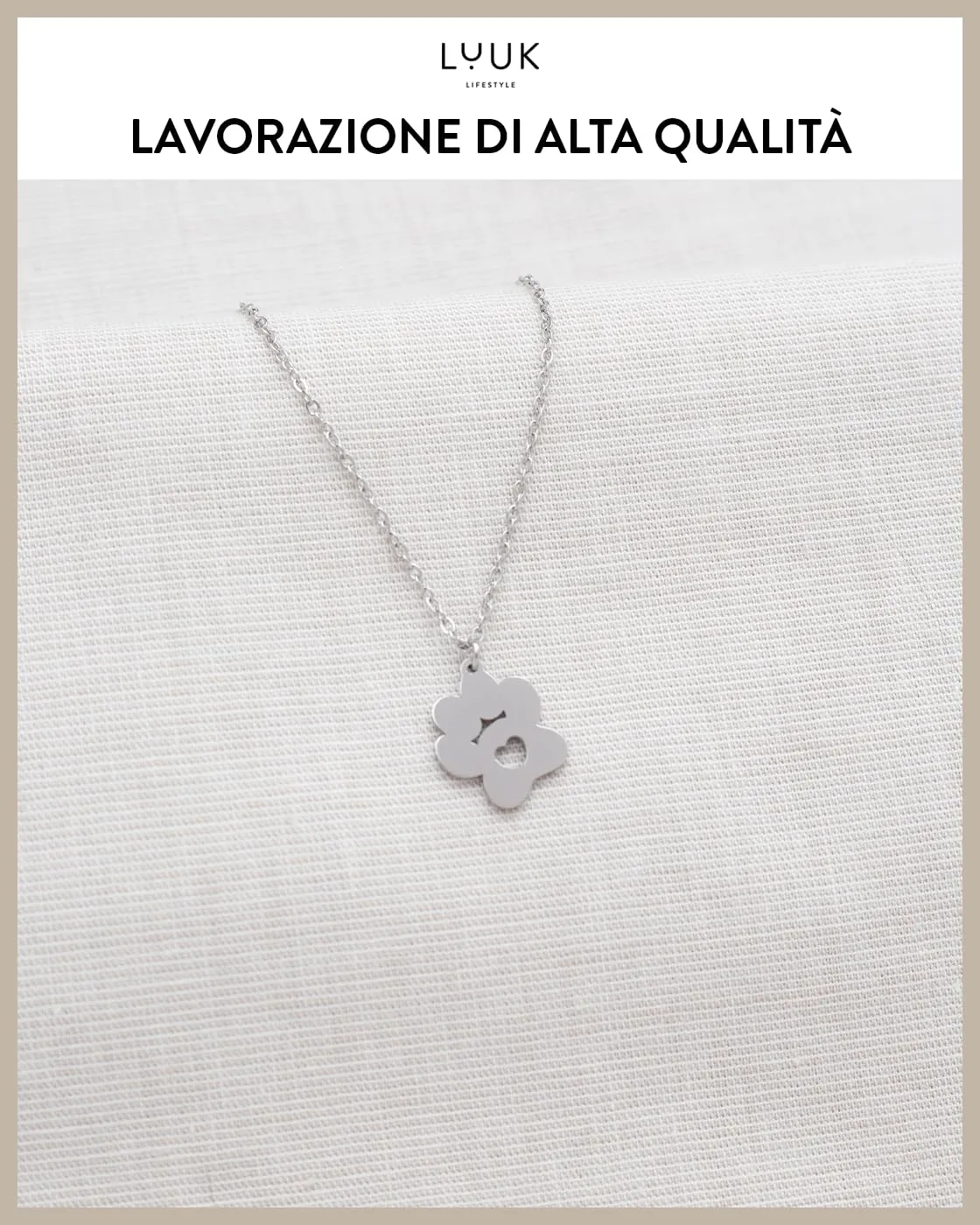LUUK LIFESTYLE Collana con Ciondolo Zampe di Cane, Argento, 50cm - immagine 4