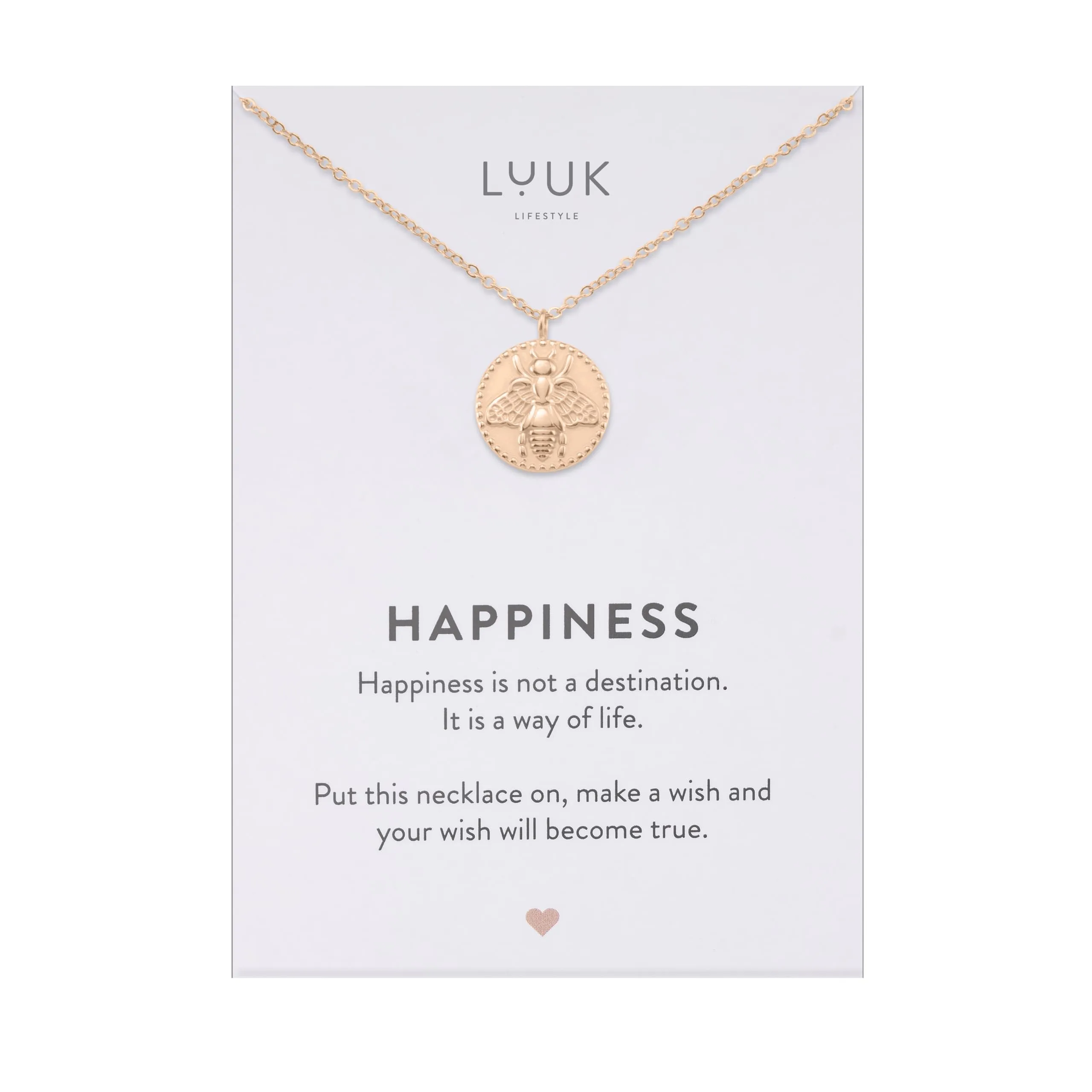 LUUK LIFESTYLE Collana Acciaio Inox con Ciondolo Ape Regina, Oro Rosa, 50cm - immagine 1