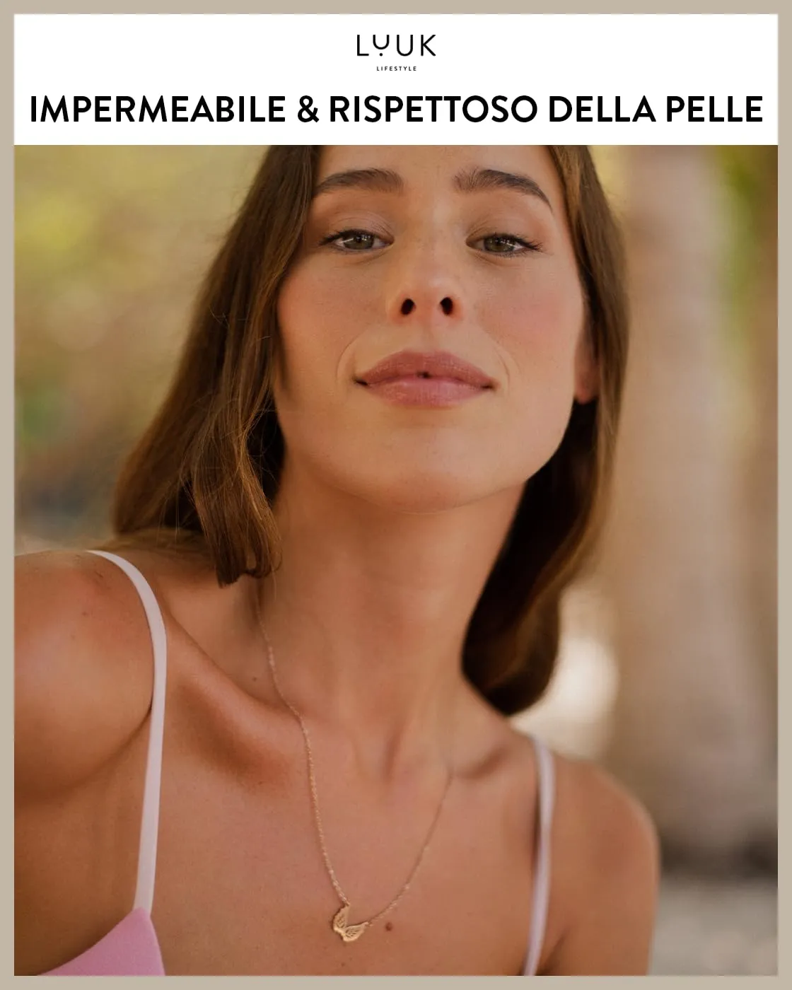 LUUK LIFESTYLE Collana con Ciondolo Ali d'Angelo, Oro Rosa, 50cm - immagine 2