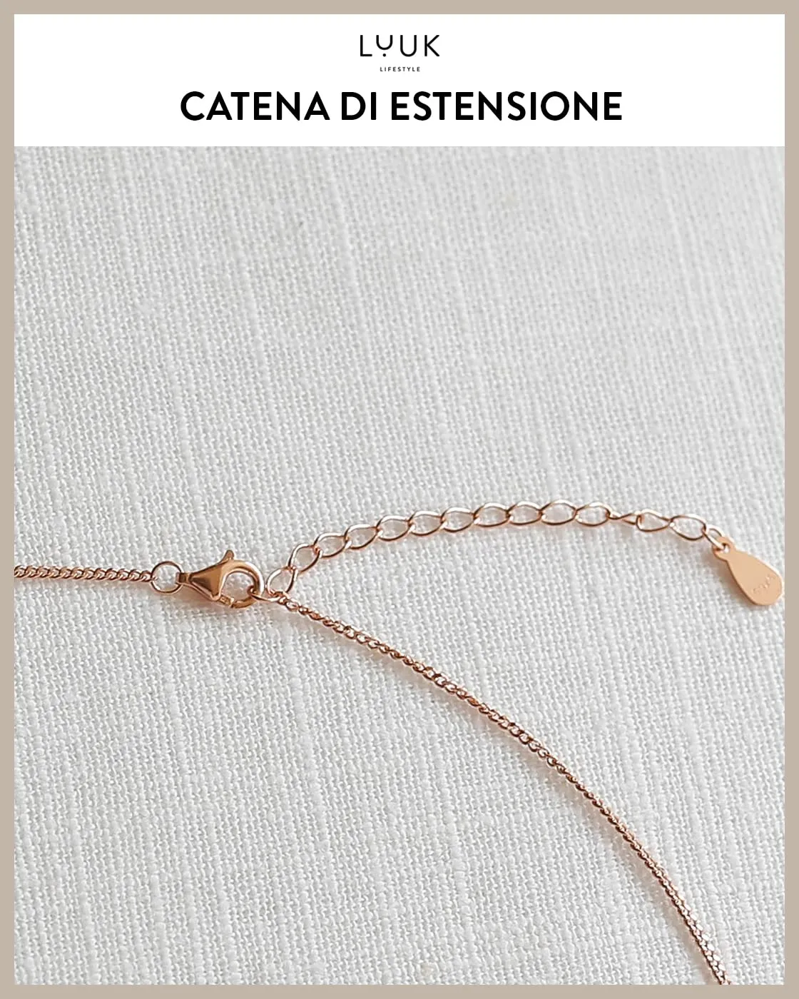 LUUK LIFESTYLE Collana con Ciondolo Ali d'Angelo, Oro Rosa, 50cm - immagine 6