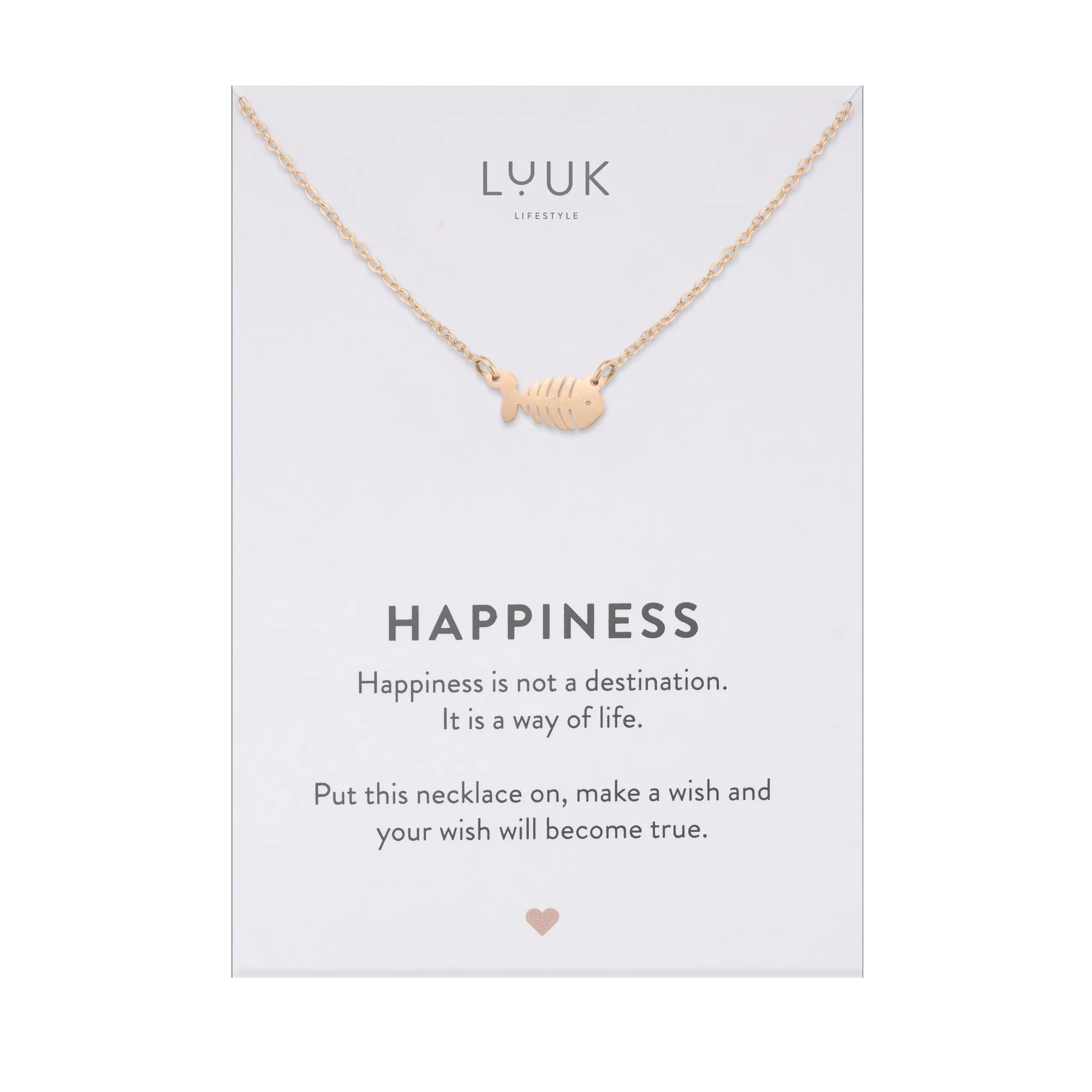LUUK LIFESTYLE Collana con Ciondolo Lisca di Pesce, Oro Rosa, 50cm - immagine 1