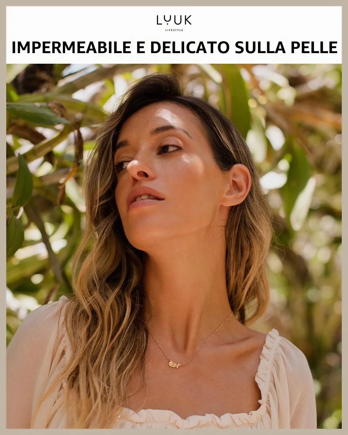LUUK LIFESTYLE Collana con Ciondolo Lisca di Pesce, Oro Rosa, 50cm - immagine 2