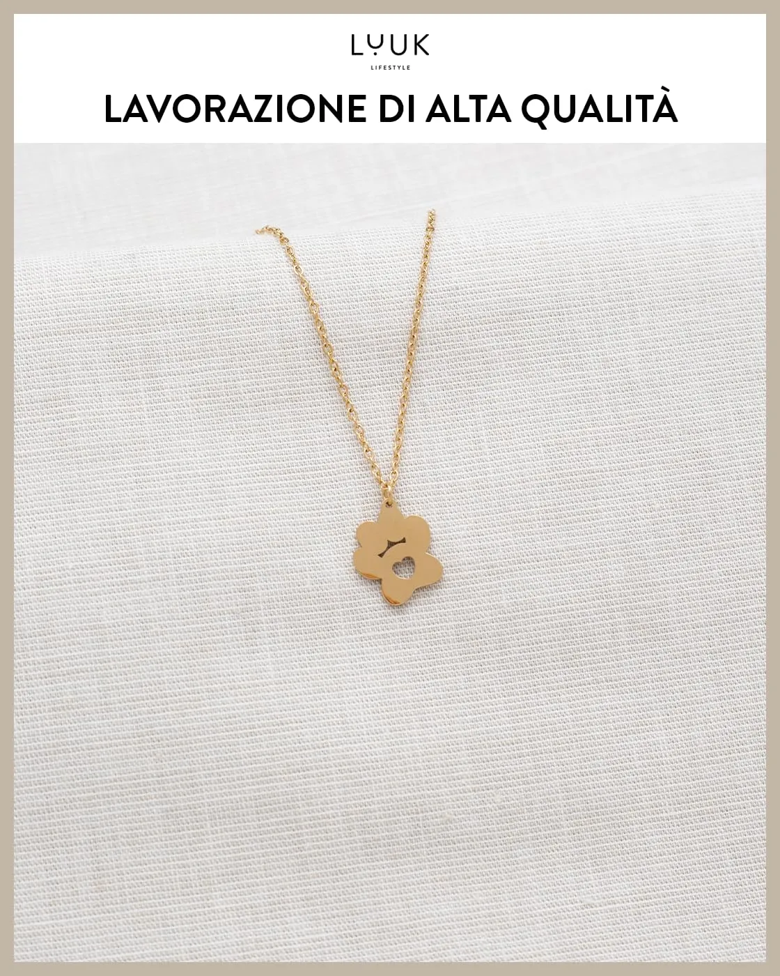 LUUK LIFESTYLE Collana in Acciaio Inox con Ciondolo Zampe di Cane, Oro, 50cm - immagine 4