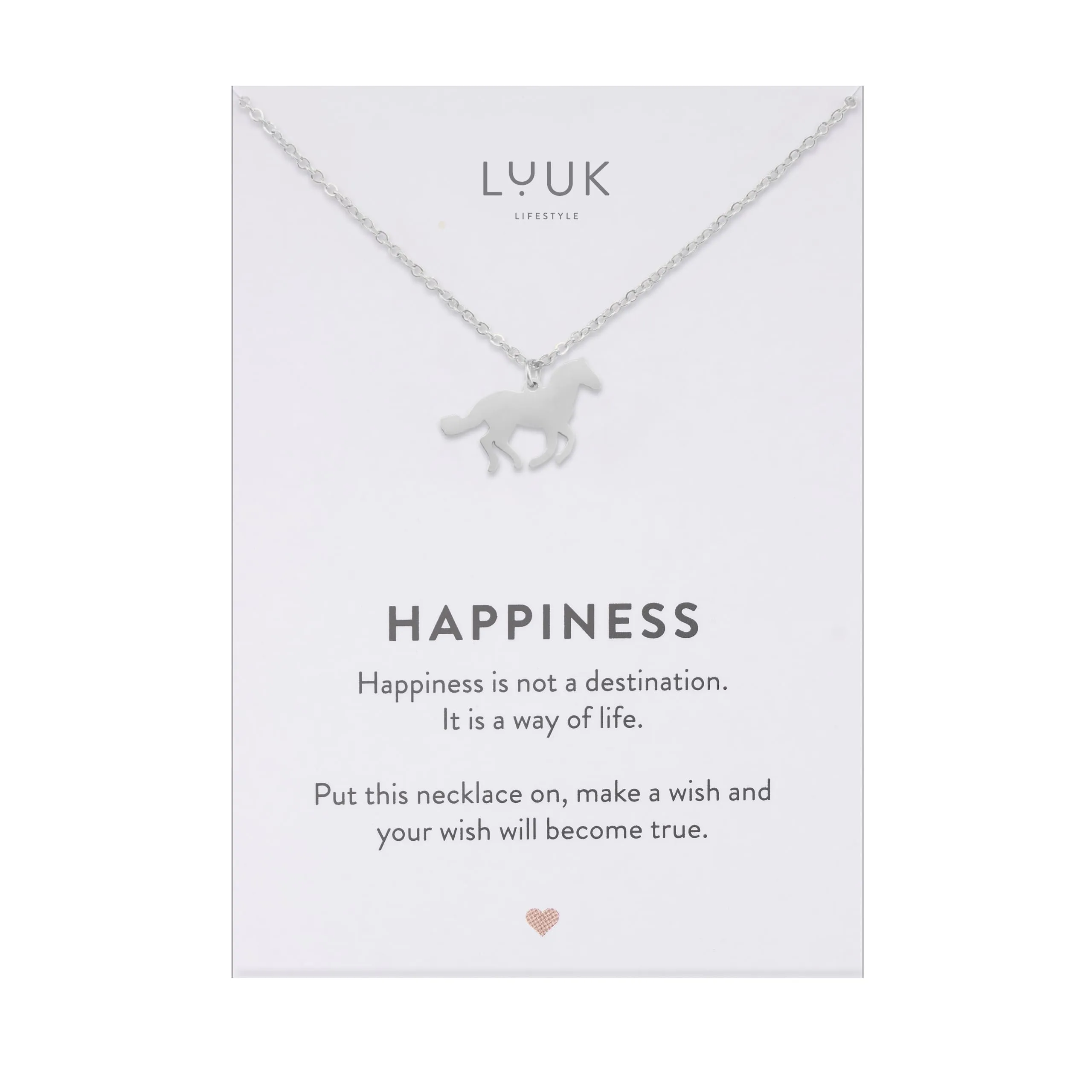 LUUK LIFESTYLE Collana in Acciaio Inox con Ciondolo Cavallo, Argento, 50cm - immagine 1