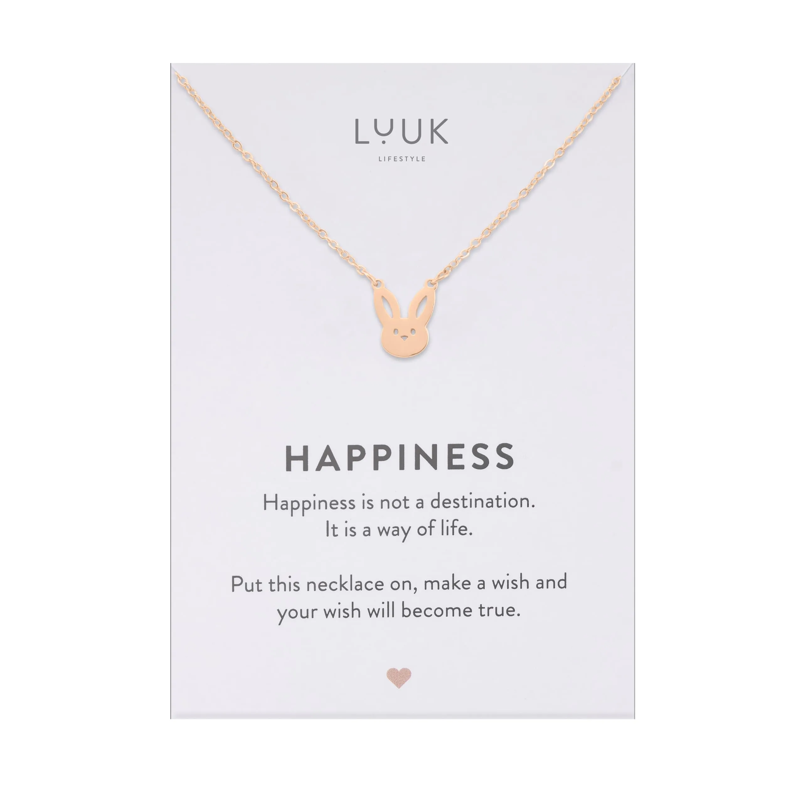 LUUK LIFESTYLE Collana con Ciondolo Coniglietto, Oro Rosa, 50cm - immagine 1