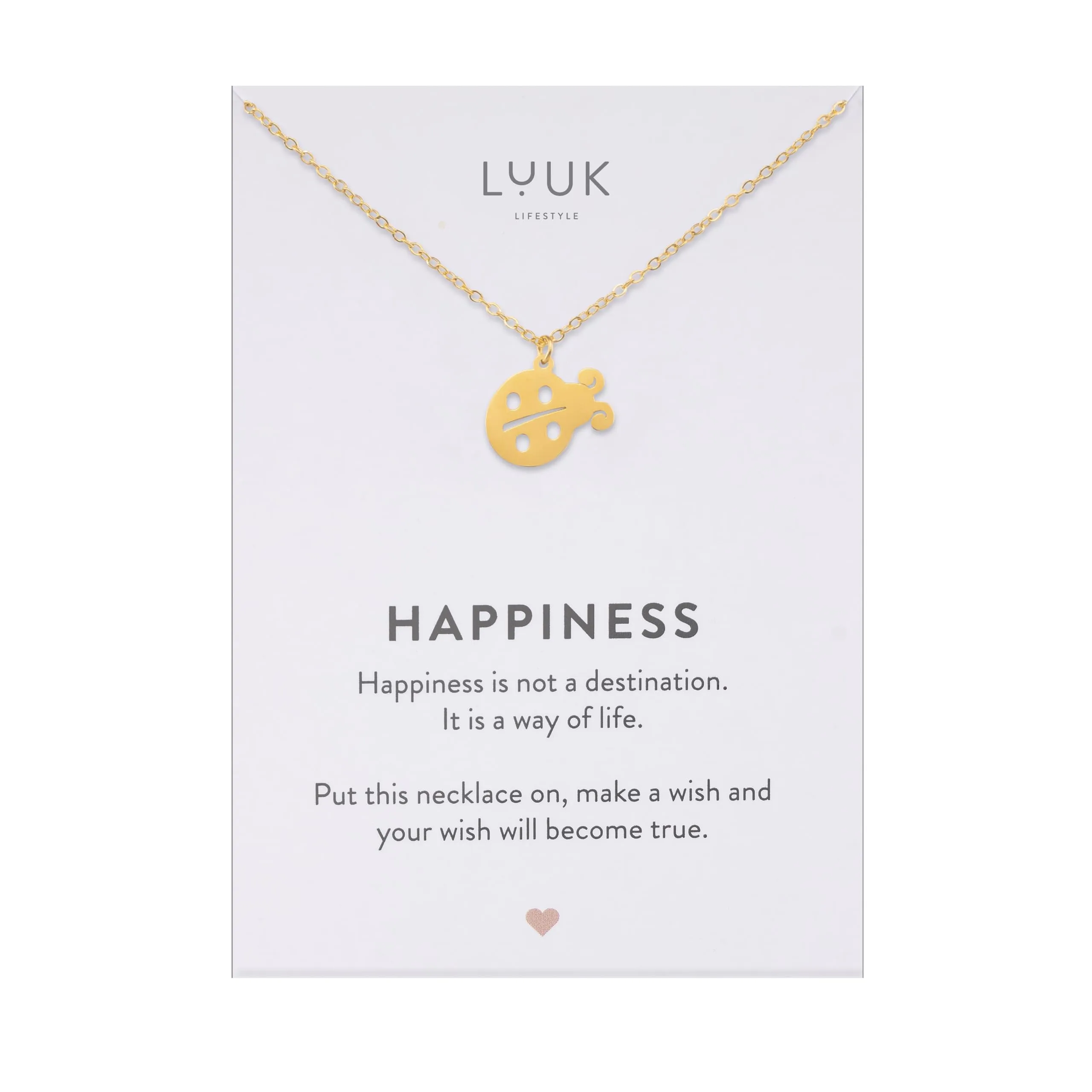 LUUK LIFESTYLE Collana in Acciaio Inox con Ciondolo Coccinella, Oro, 50cm - immagine 1