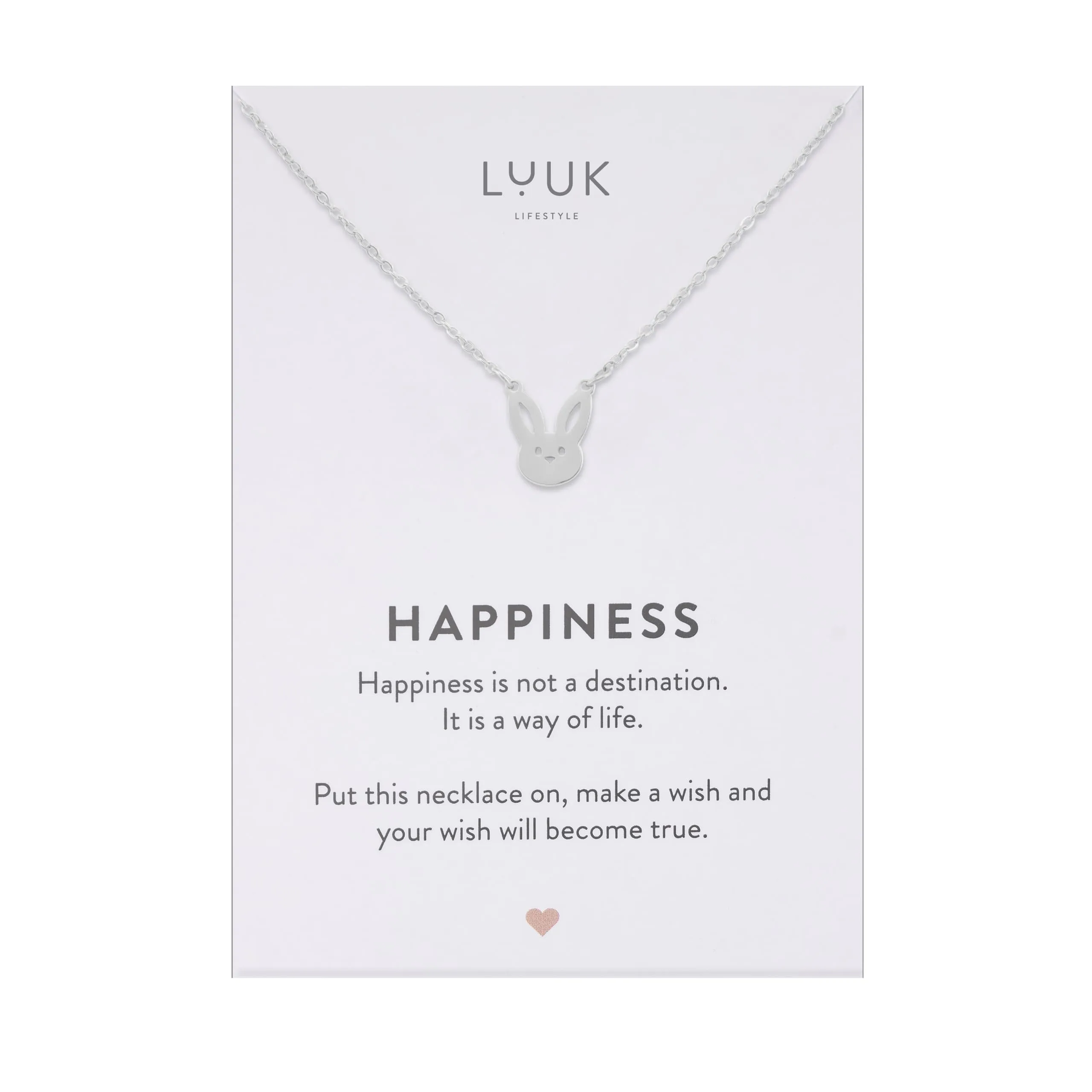LUUK LIFESTYLE Collana Acciaio Inox con Ciondolo Coniglietto, Argento, 50cm - immagine 1