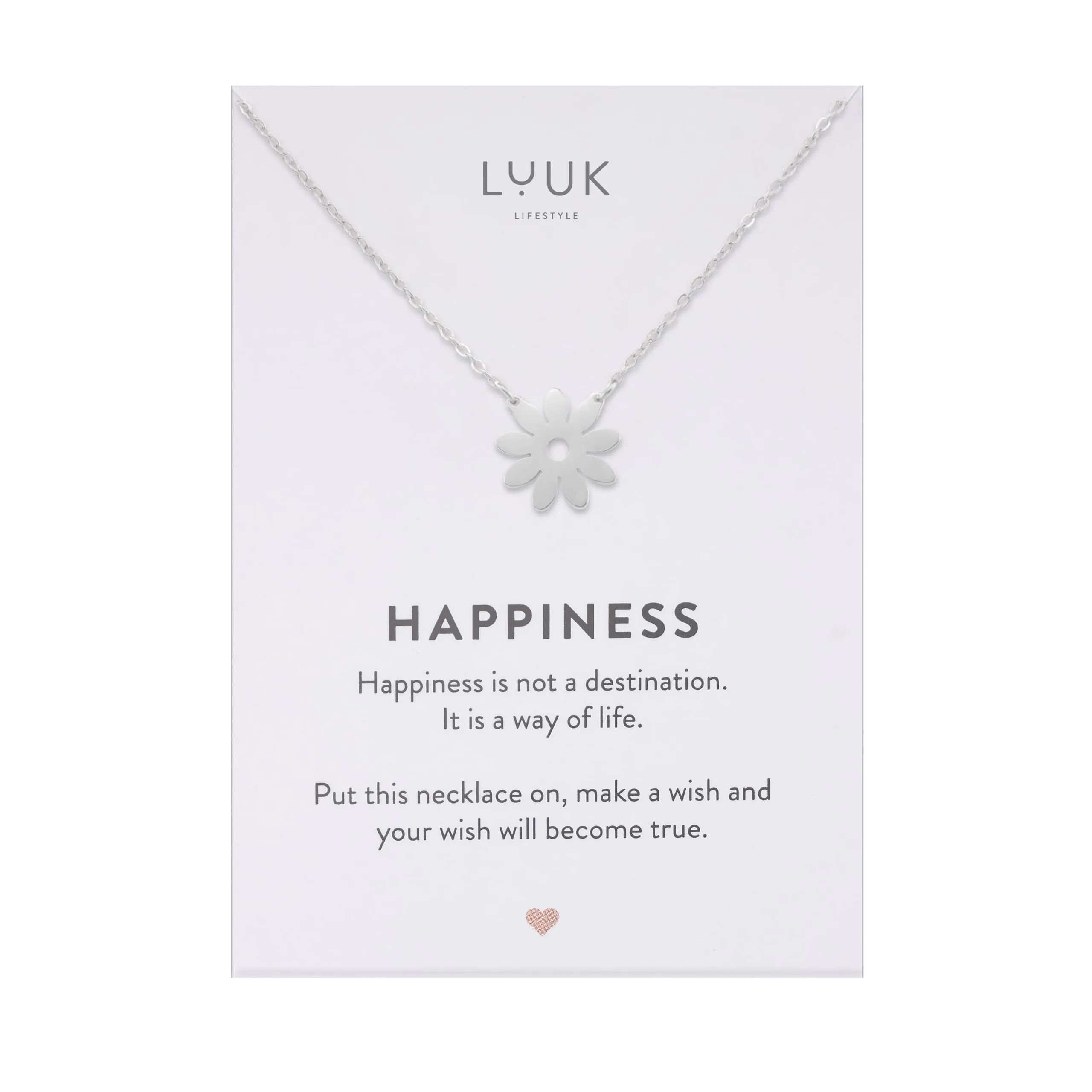 LUUK LIFESTYLE Collana in Acciaio Inox con Ciondolo Margherita, Argento, 50cm - immagine 1