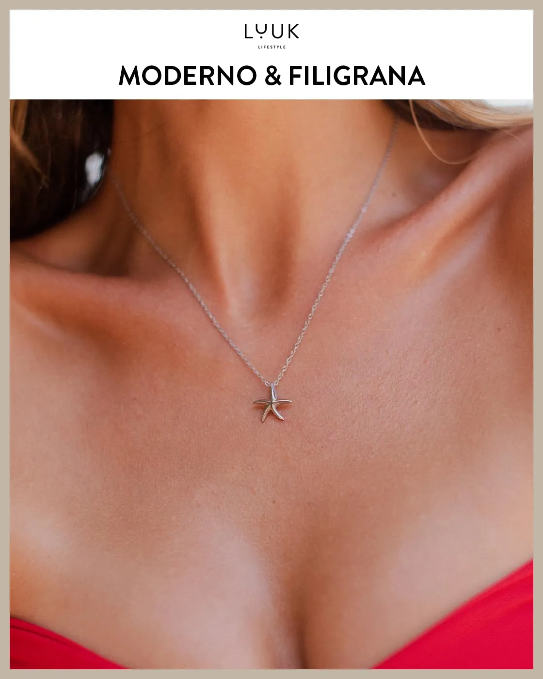 LUUK LIFESTYLE Collana con Ciondolo Stella Marina, Argento, 50cm - immagine 3