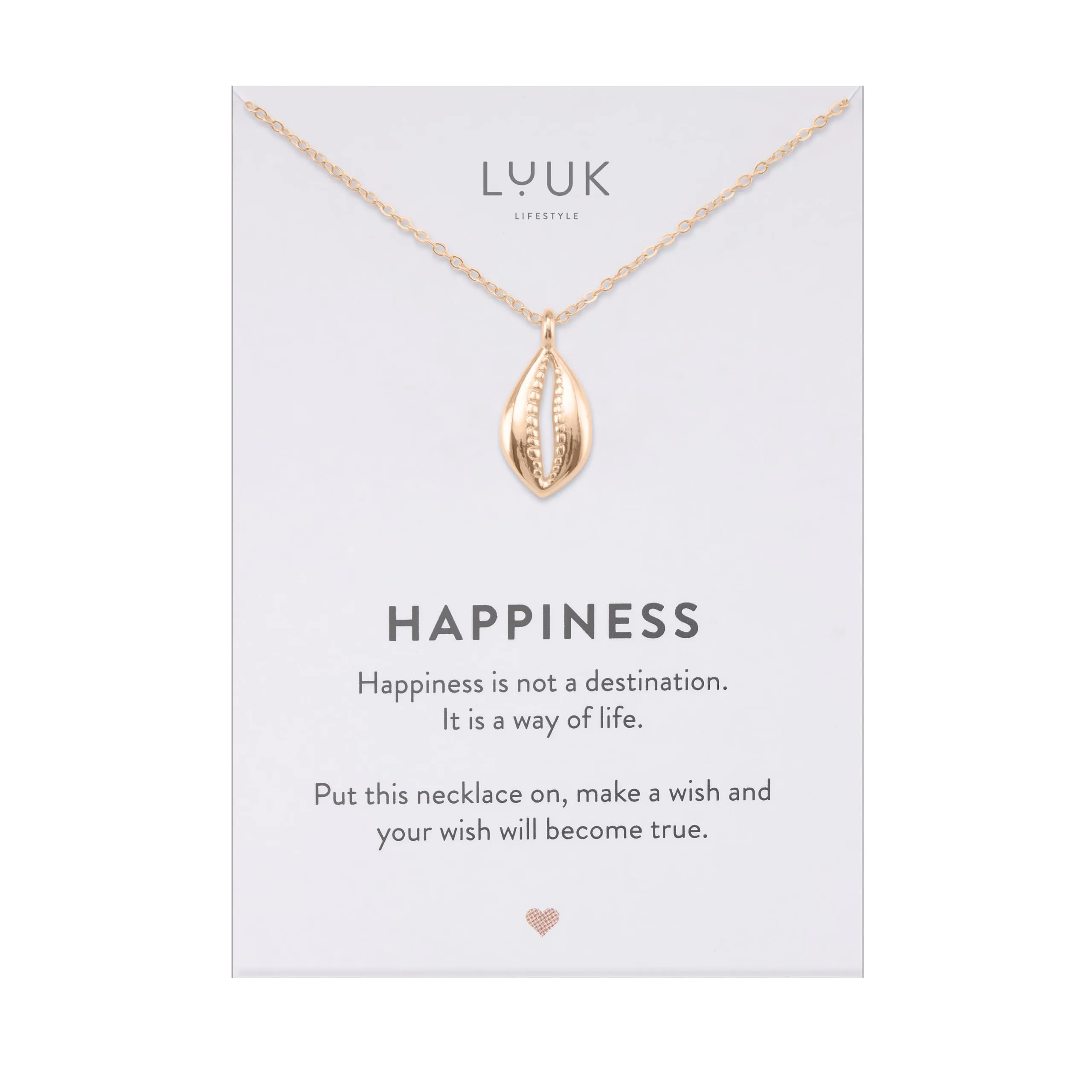 LUUK LIFESTYLE Collana con Ciondolo Piccola Conchiglia, Oro Rosa, 50cm - immagine 1