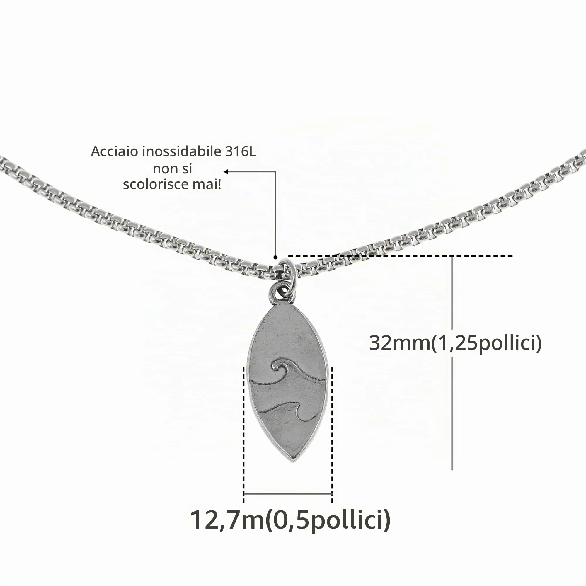 Made by Nami Collana Uomo in Acciaio Inossidabile con Ciondolo Freccia, 60cm, Argento - immagine 6