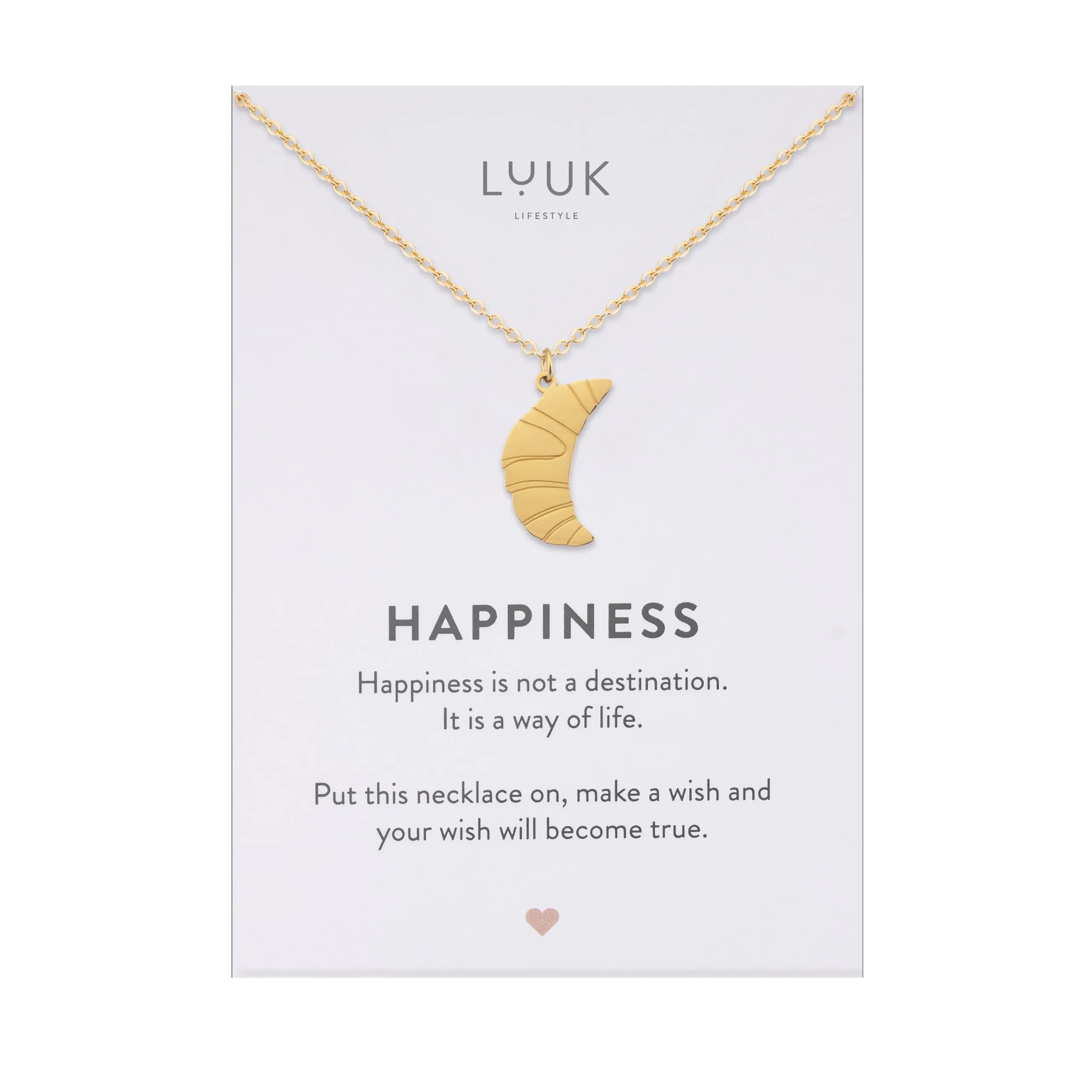 LUUK LIFESTYLE Collana in Acciaio Inox con Ciondolo Croissant, Oro, 50cm - immagine 1