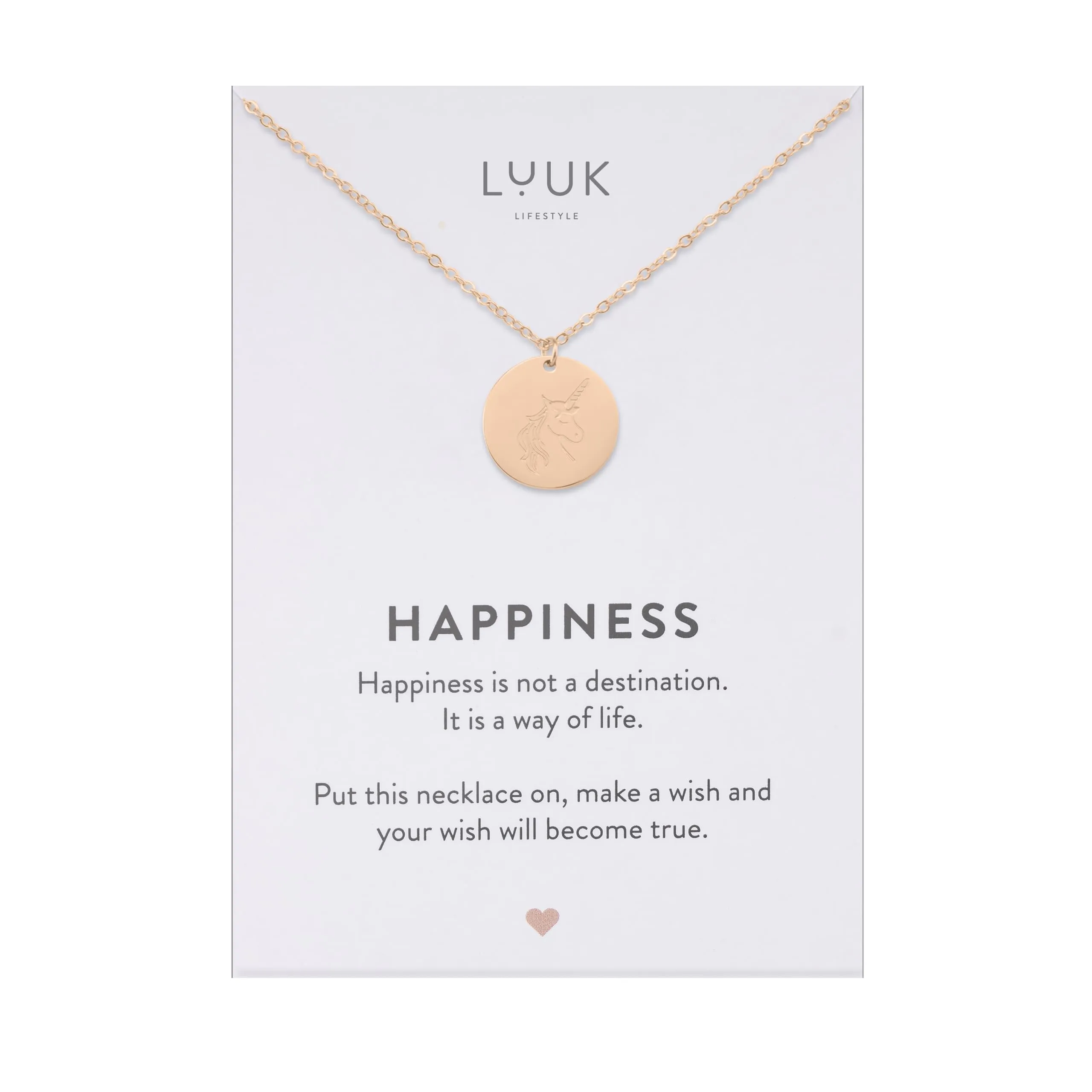 LUUK LIFESTYLE Collana in Acciaio Inox con Ciondolo Unicorno, Oro Rosa, 50cm - immagine 1