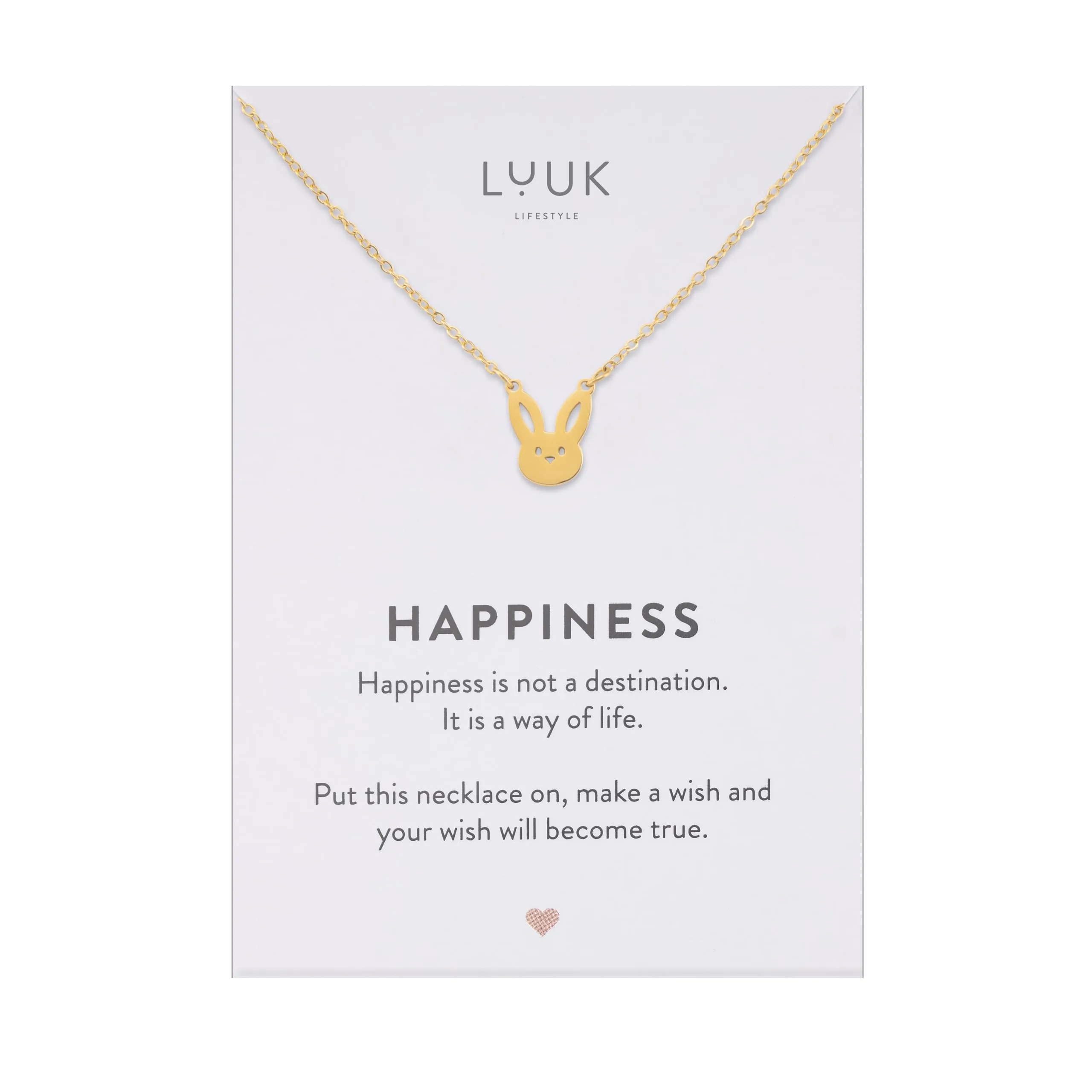 LUUK LIFESTYLE Collana in Acciaio Inox con Ciondolo Coniglietto, Oro, 50cm - immagine 1