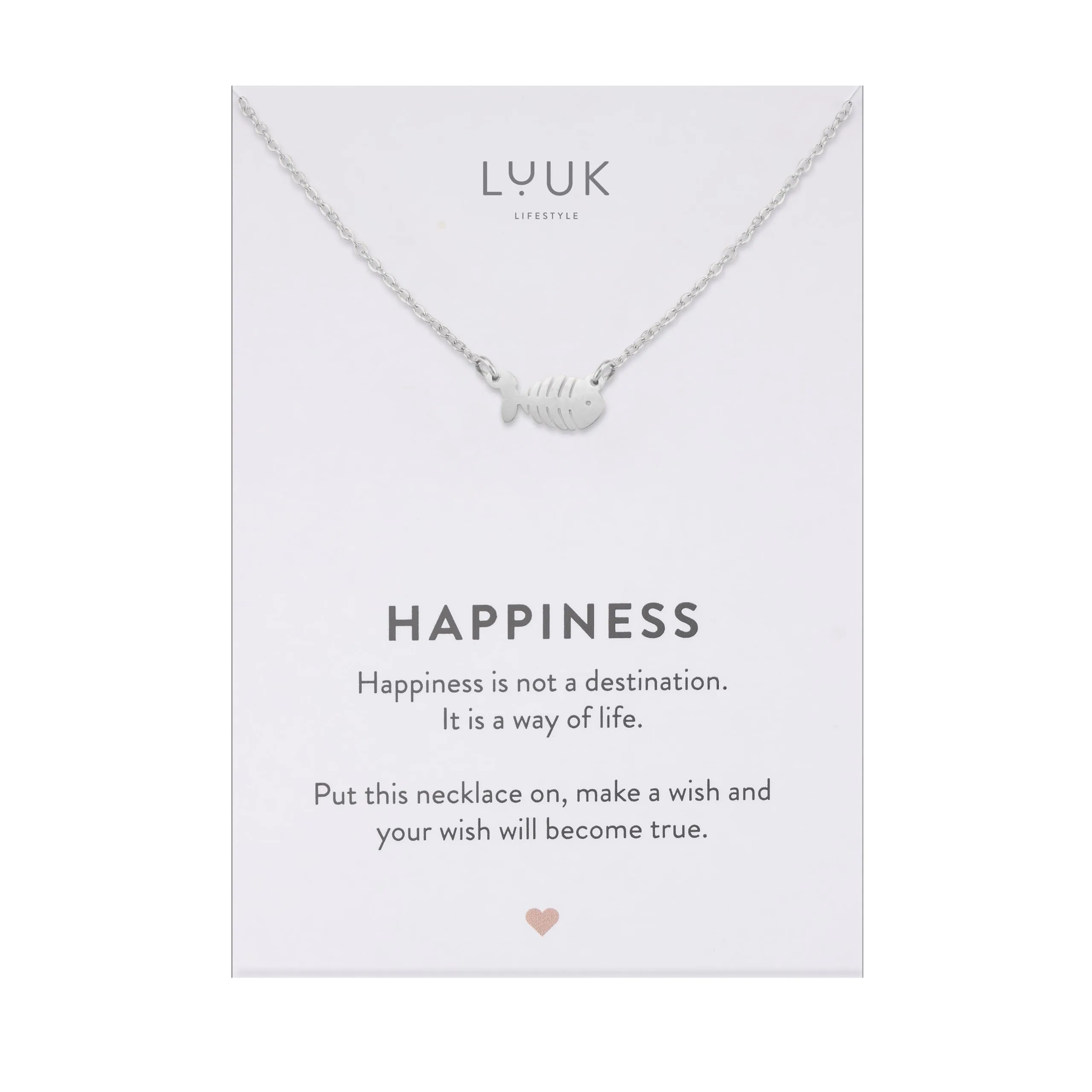 LUUK LIFESTYLE Collana con Ciondolo Lisca di Pesce, Argento, 50cm - immagine 1