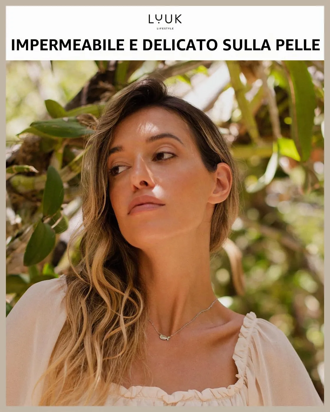 LUUK LIFESTYLE Collana con Ciondolo Lisca di Pesce, Argento, 50cm - immagine 2