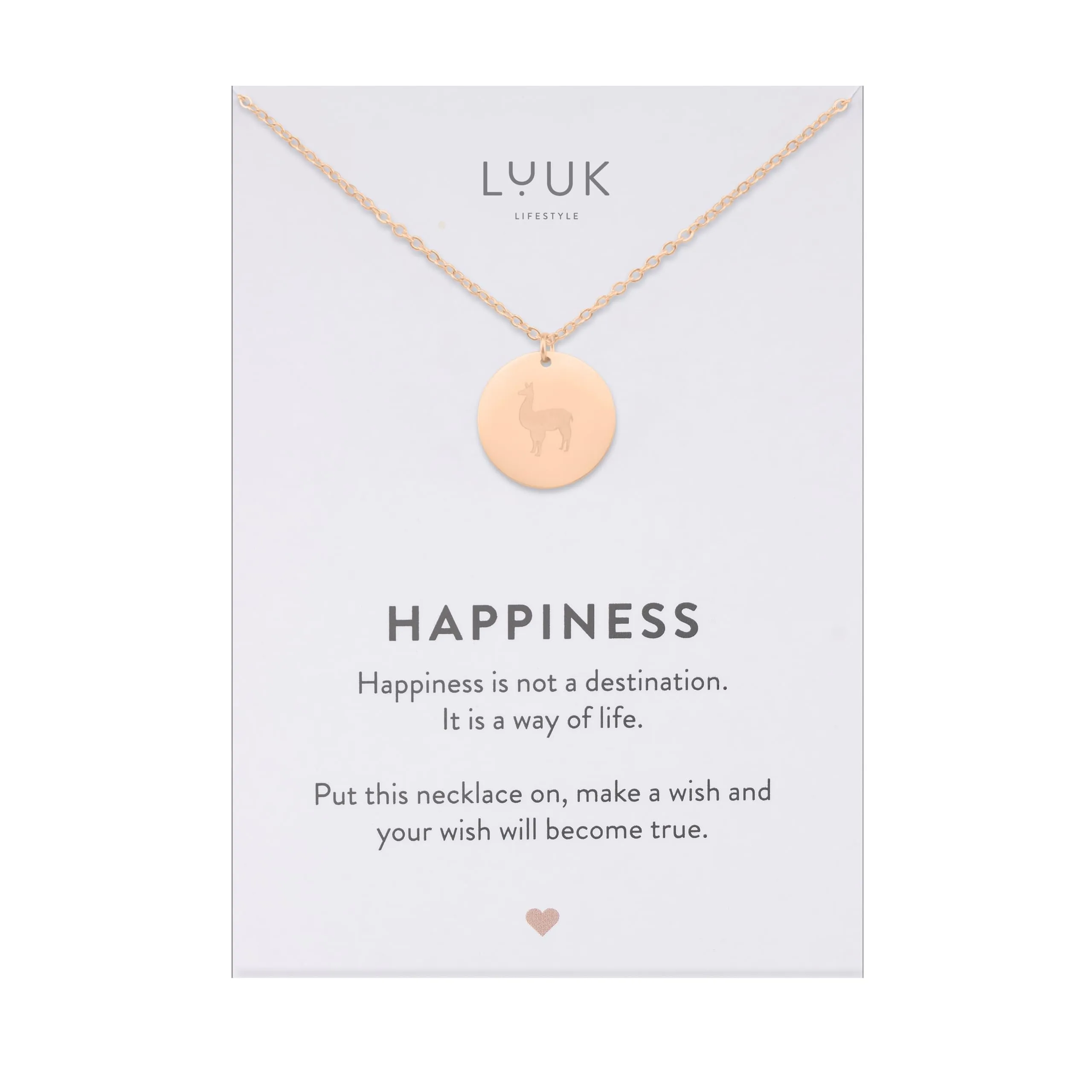 LUUK LIFESTYLE Collana in Acciaio Inox con Ciondolo Alpaca, Oro Rosa, 50cm - immagine 1