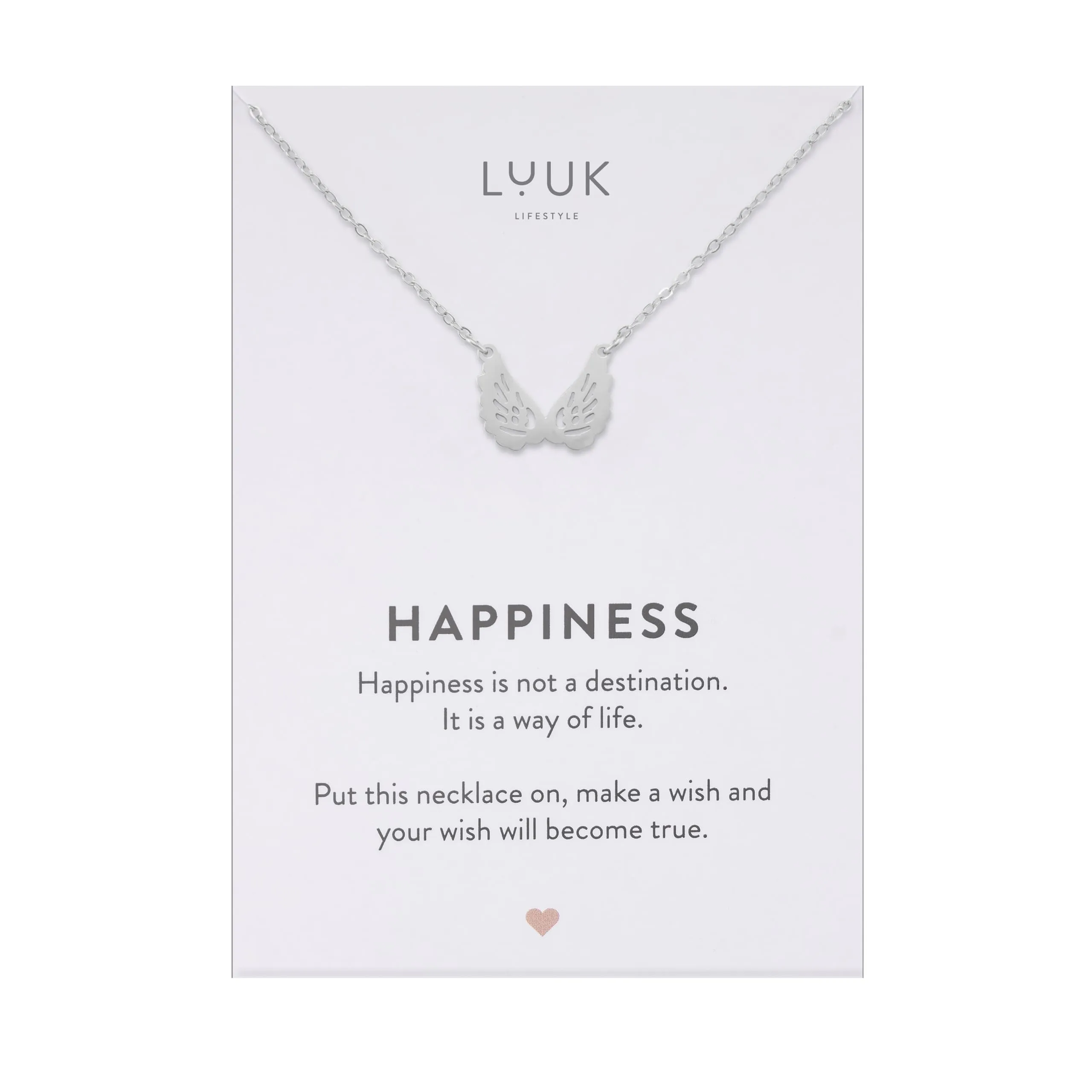 LUUK LIFESTYLE Collana con Ciondolo Ali d'Angelo, Argento, 50cm - immagine 1
