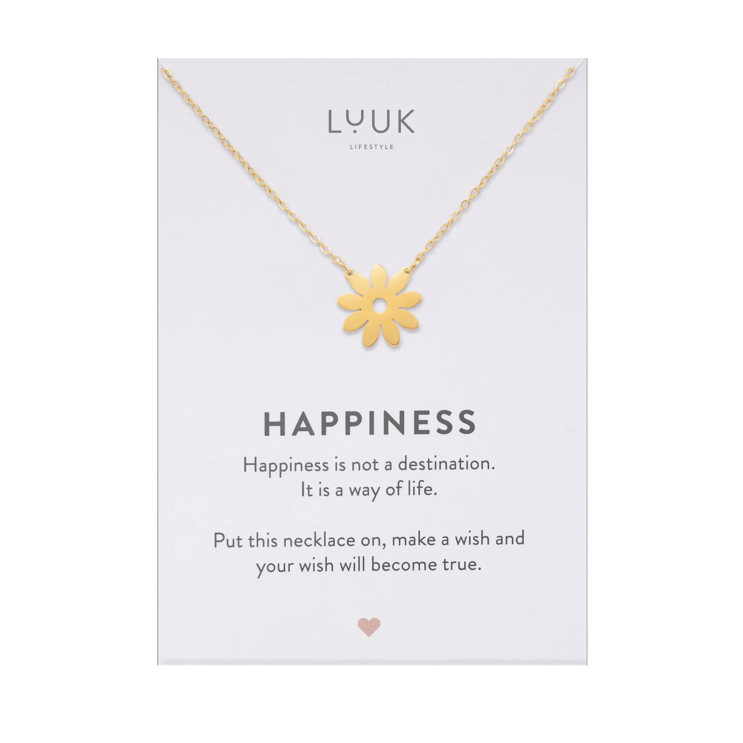 LUUK LIFESTYLE Collana in Acciaio Inox con Ciondolo Margherita, Oro, 50cm - immagine 1