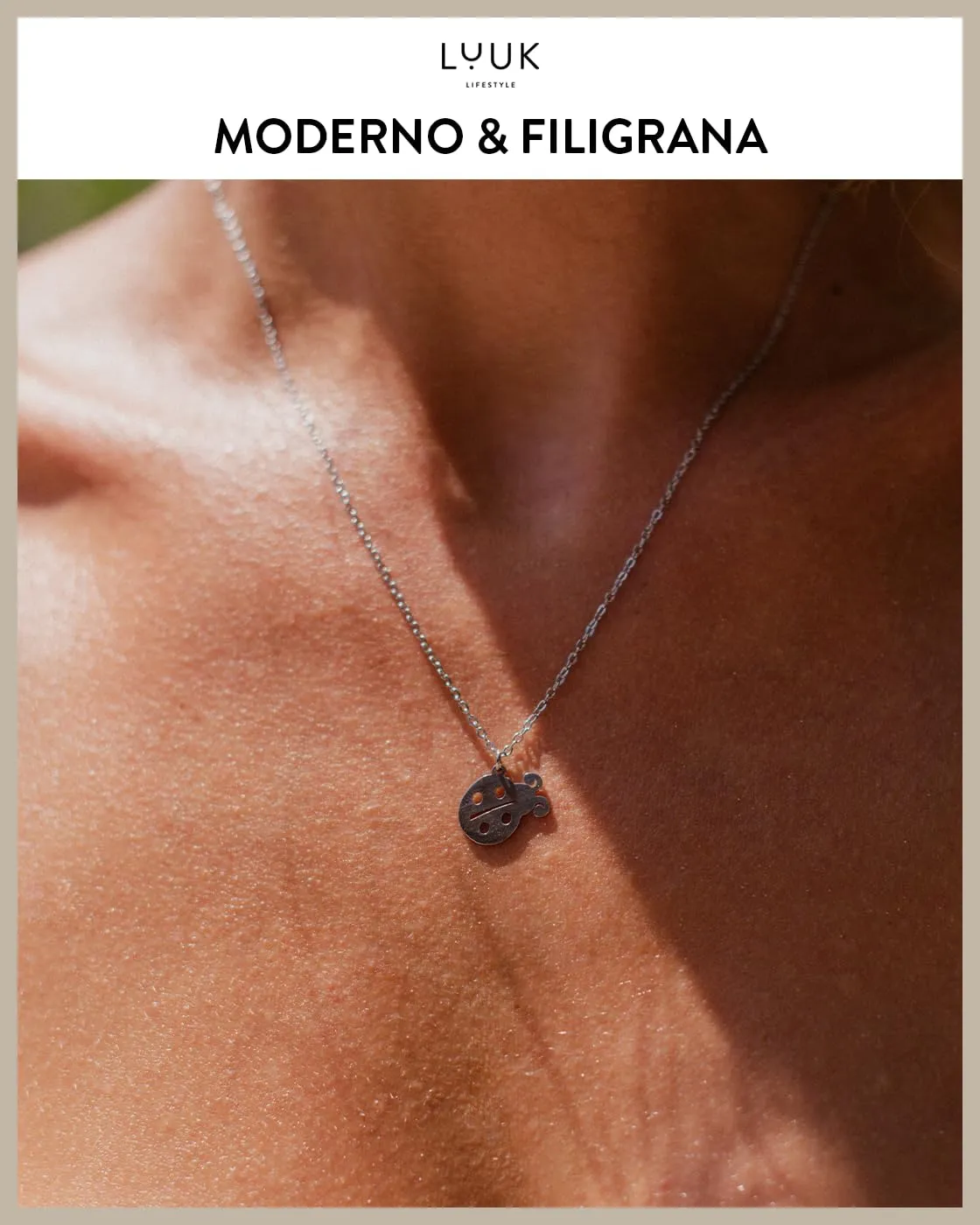 LUUK LIFESTYLE Collana in Acciaio Inox con Ciondolo Coccinella, Argento, 50cm - immagine 3