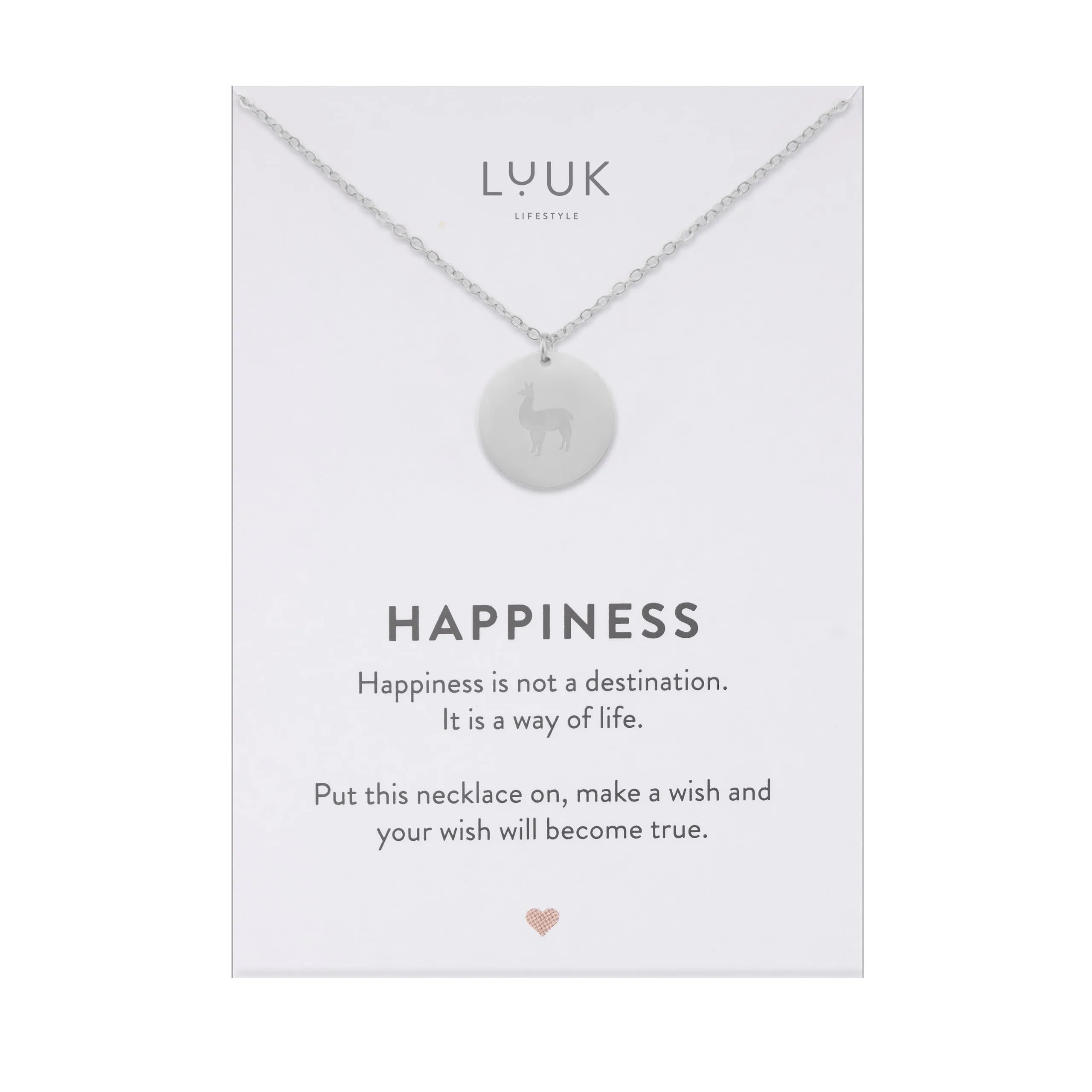 LUUK LIFESTYLE Collana in Acciaio Inox con Ciondolo Alpaca, Argento, 50cm - immagine 1